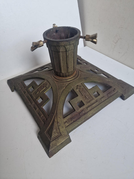 Antique Austrian Art Nouveau Cast Iron Christmas Tree Stand large heavy