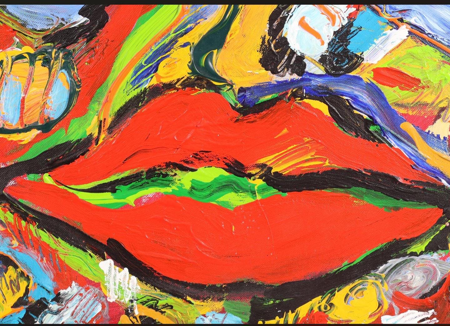 Peter Diem Abstract Acrylic Painting on Canvas, Dutch Artist (50.5 x 60 cm)
