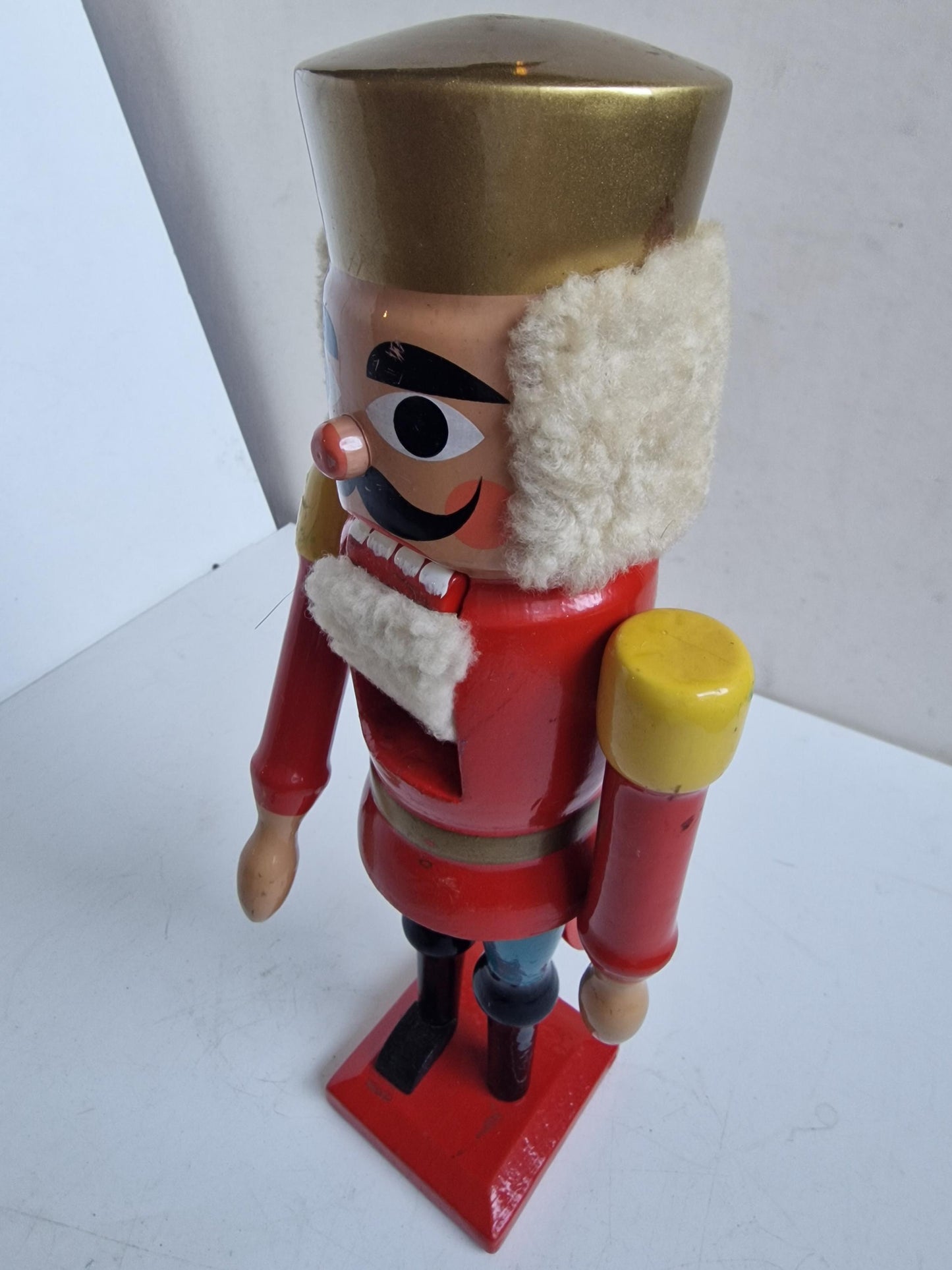 Antique Erzgebirge Wood Nutcracker, Hand-Painted Christmas Decor (34cm, 1920s)