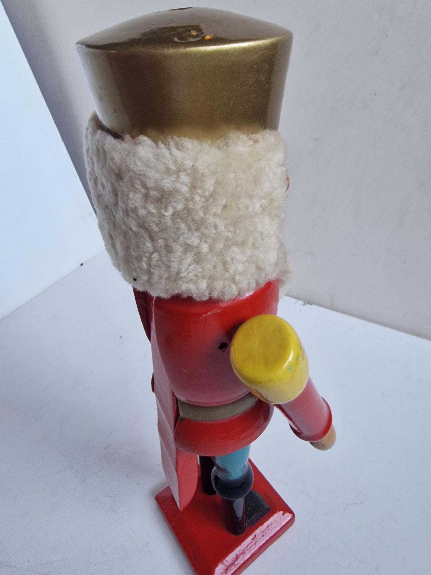 Antique Erzgebirge Wood Nutcracker, Hand-Painted Christmas Decor (34cm, 1920s)