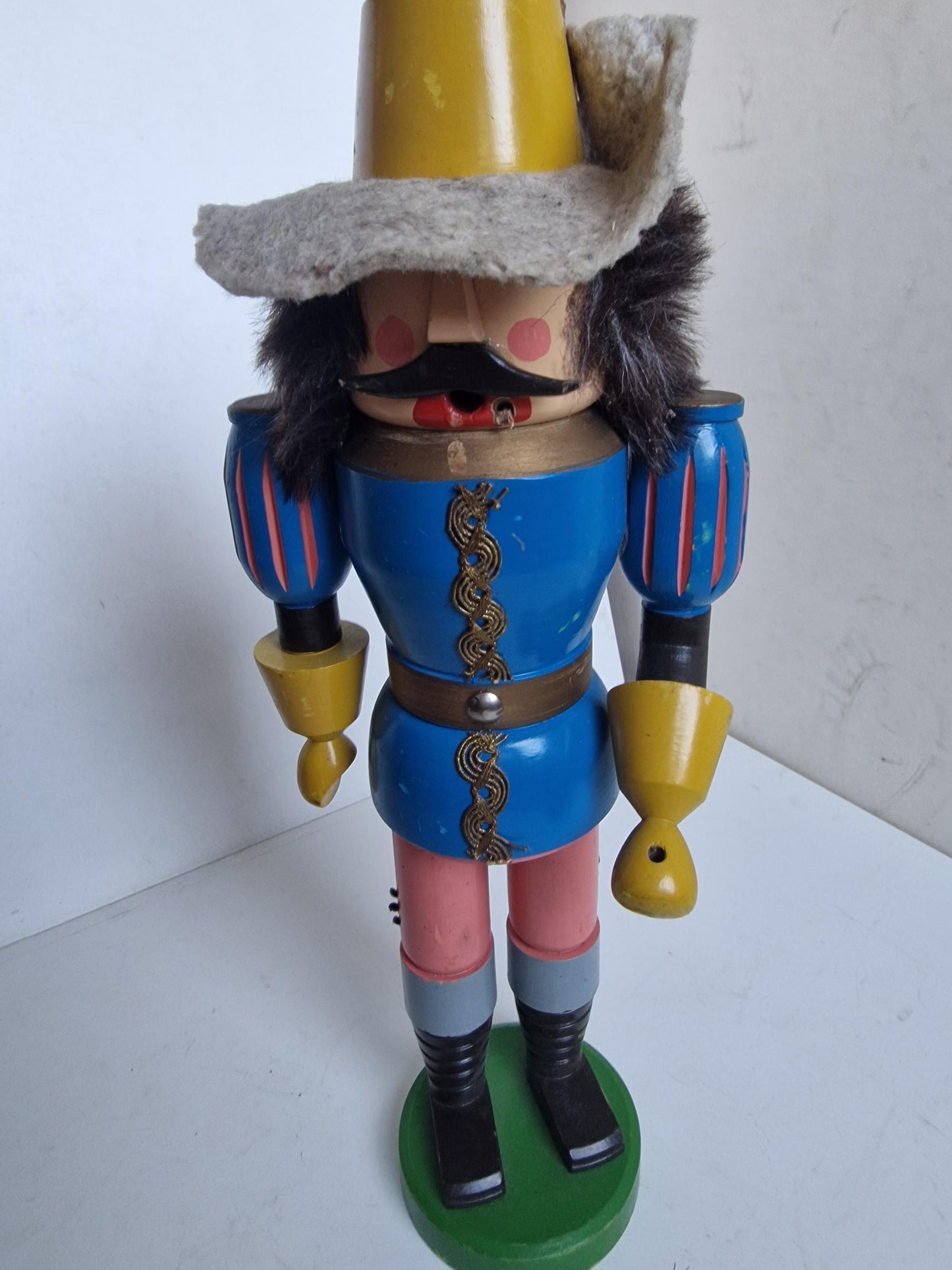 Antique Erzgebirge Wood puppet,  Hand-Painted Christmas Decor (38cm, 1920s)