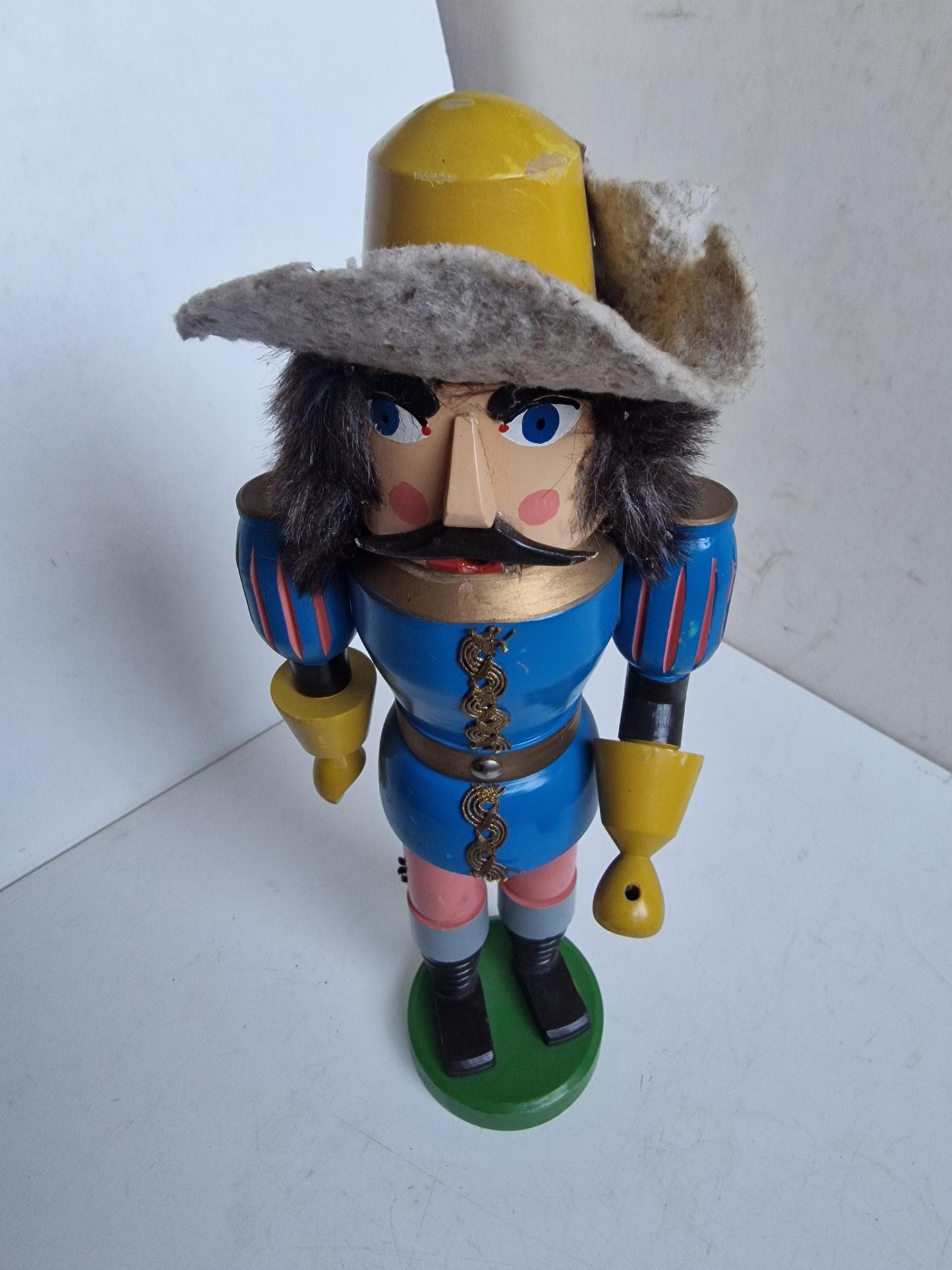 Antique Erzgebirge Wood puppet,  Hand-Painted Christmas Decor (38cm, 1920s)