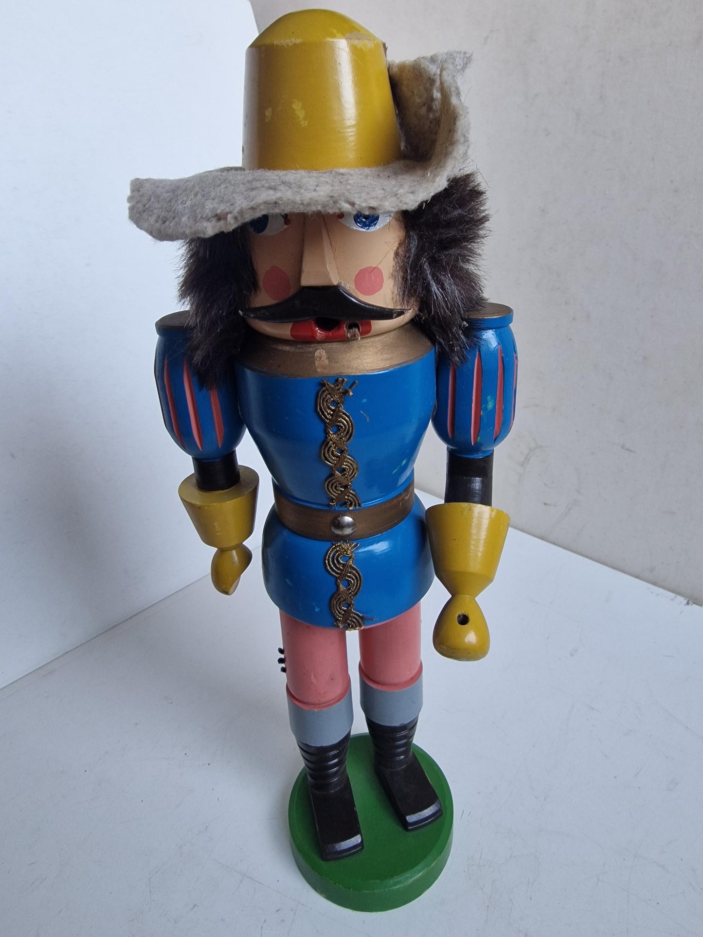 Antique Erzgebirge Wood puppet,  Hand-Painted Christmas Decor (38cm, 1920s)