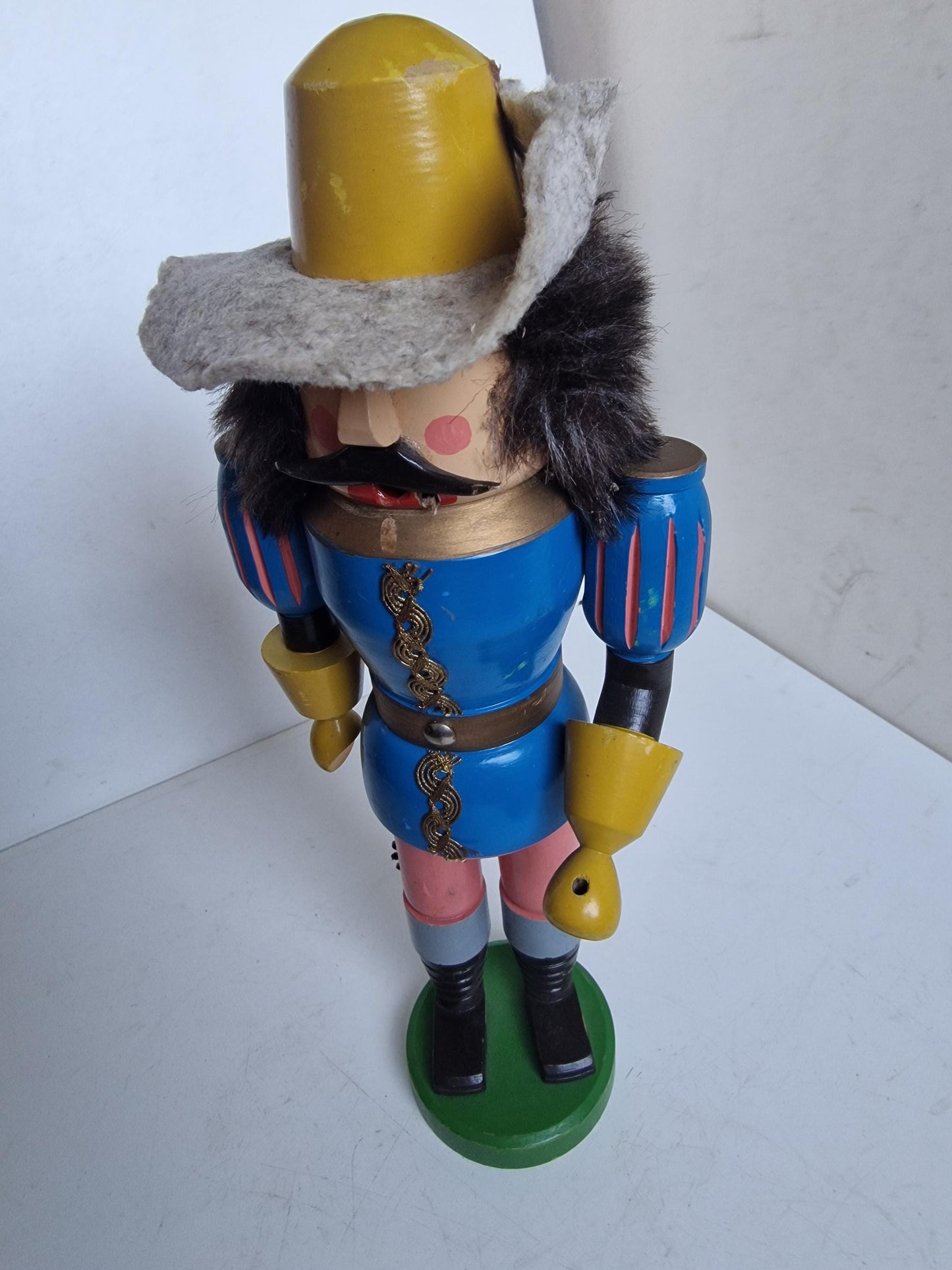 Antique Erzgebirge Wood puppet,  Hand-Painted Christmas Decor (38cm, 1920s)