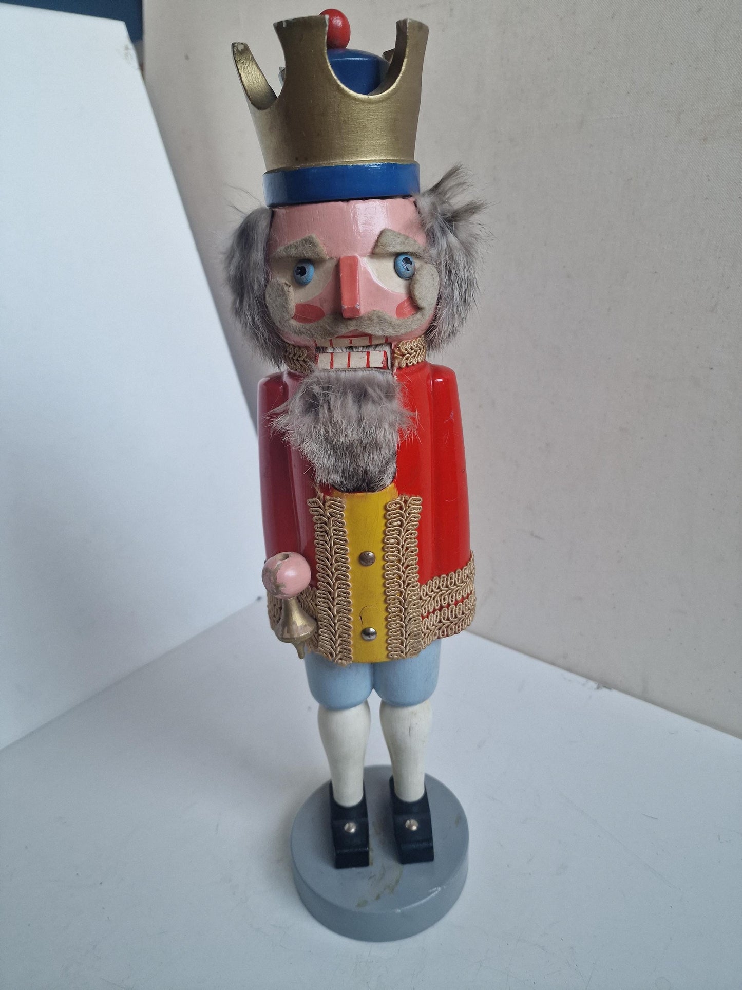 Antique large Erzgebirge Wood Nutcracker king, Hand-Painted Christmas Decor (41 cm, 1920s)