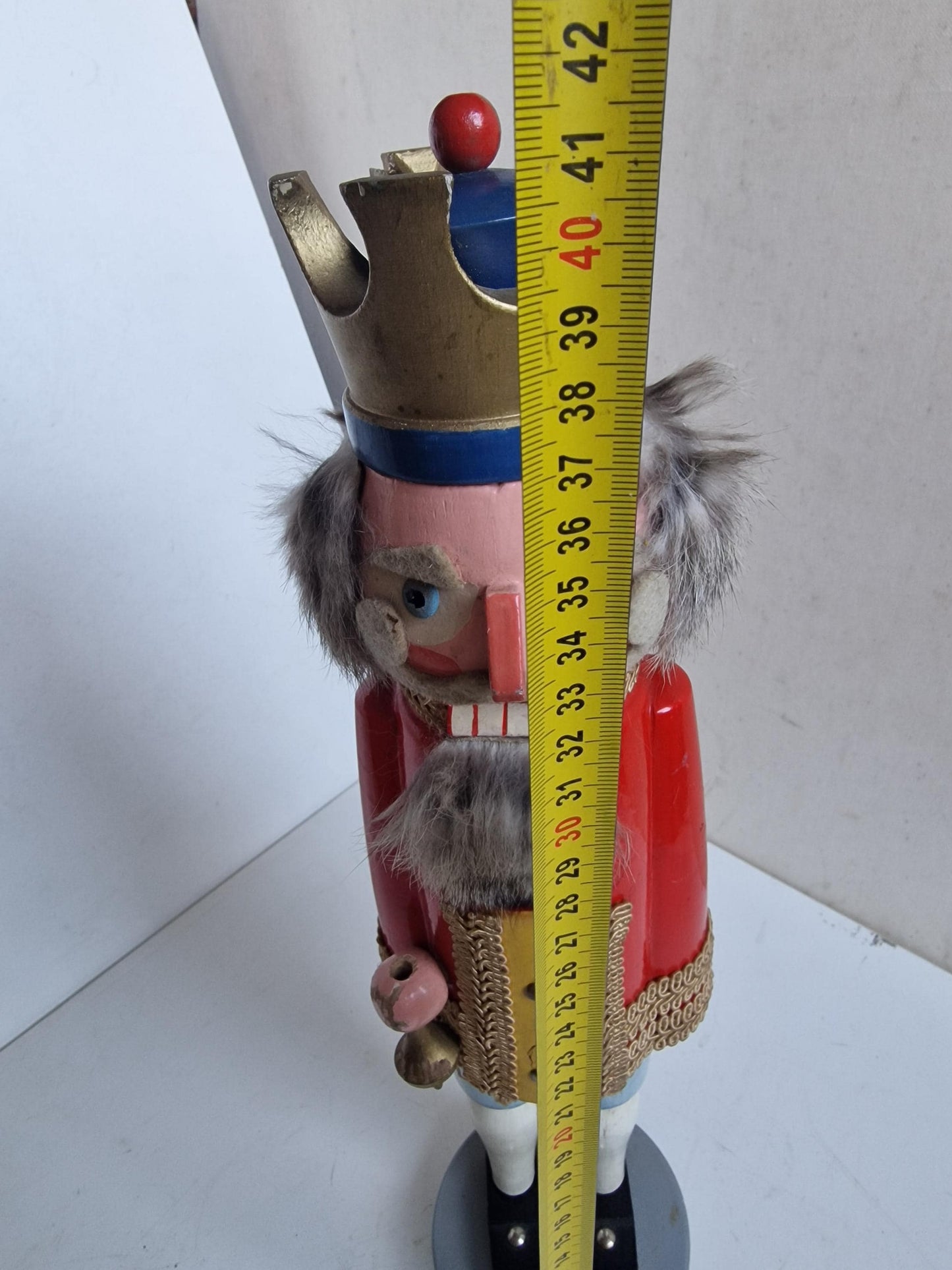 Antique large Erzgebirge Wood Nutcracker king, Hand-Painted Christmas Decor (41 cm, 1920s)
