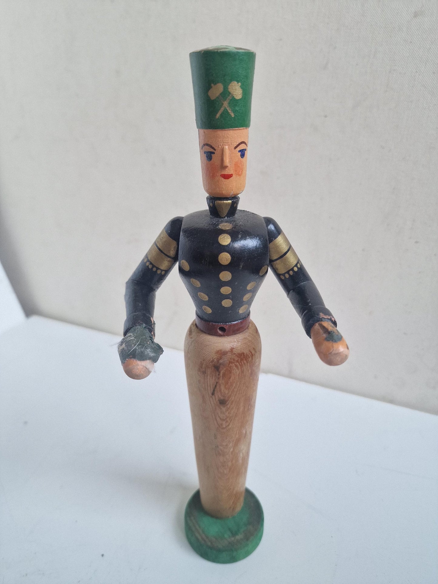 Antique Erzgebirge Wood drummer boy, Hand-Painted Christmas Decor (1920s) 29 cm