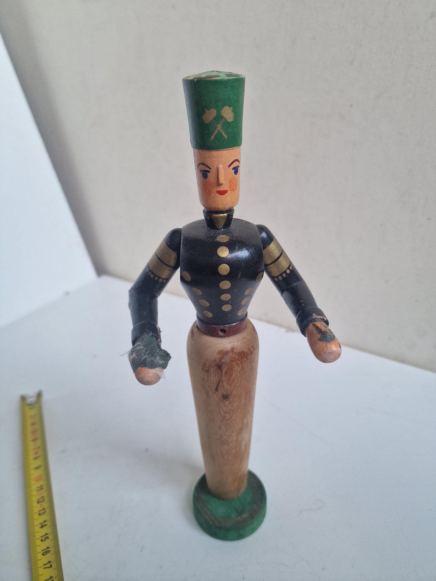 Antique Erzgebirge Wood drummer boy, Hand-Painted Christmas Decor (1920s) 29 cm
