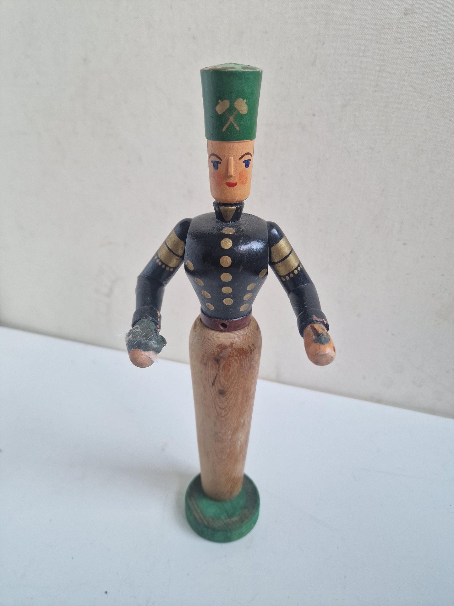 Antique Erzgebirge Wood drummer boy, Hand-Painted Christmas Decor (1920s) 29 cm