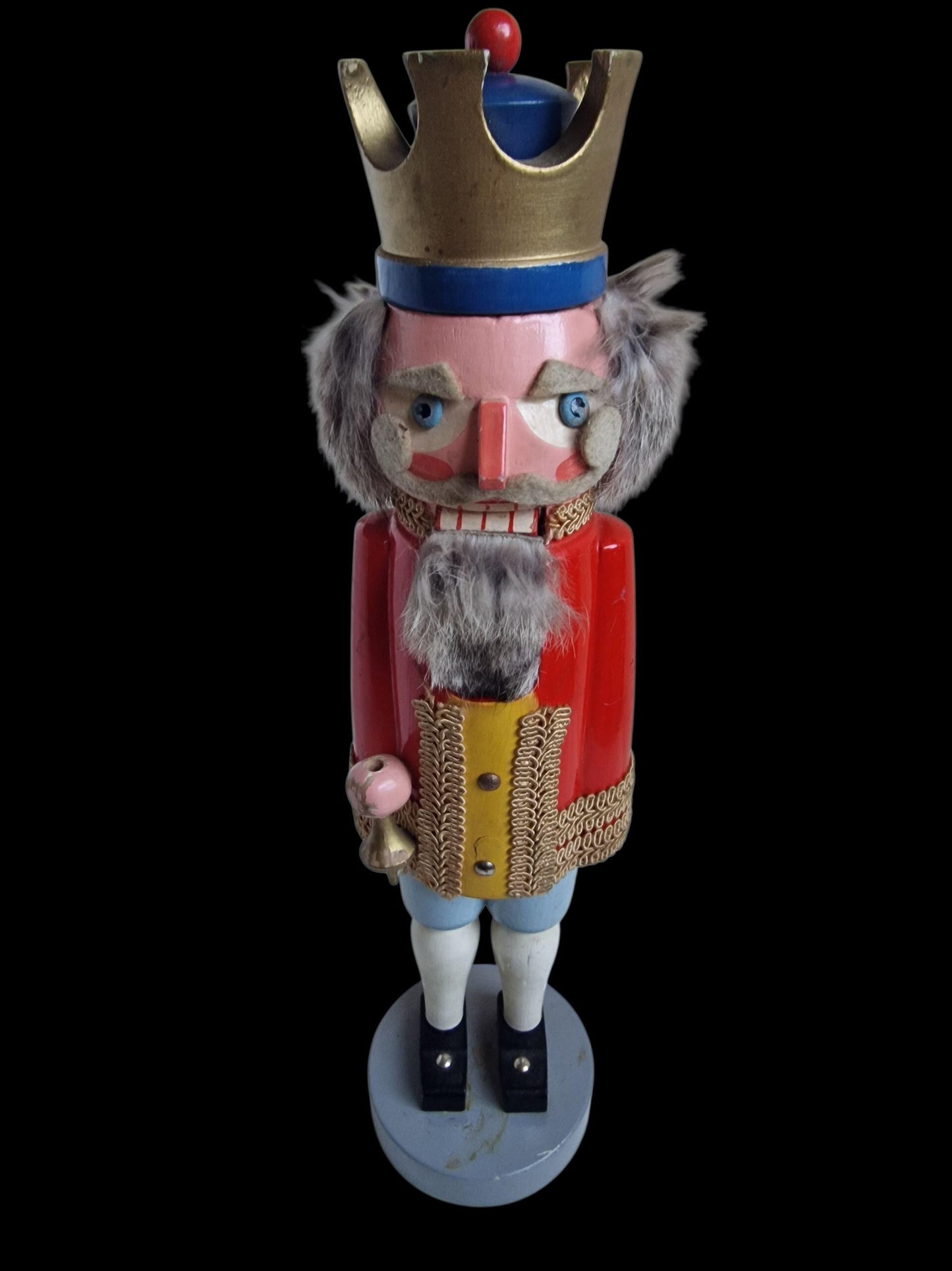 Antique large Erzgebirge Wood Nutcracker king, Hand-Painted Christmas Decor (41 cm, 1920s)