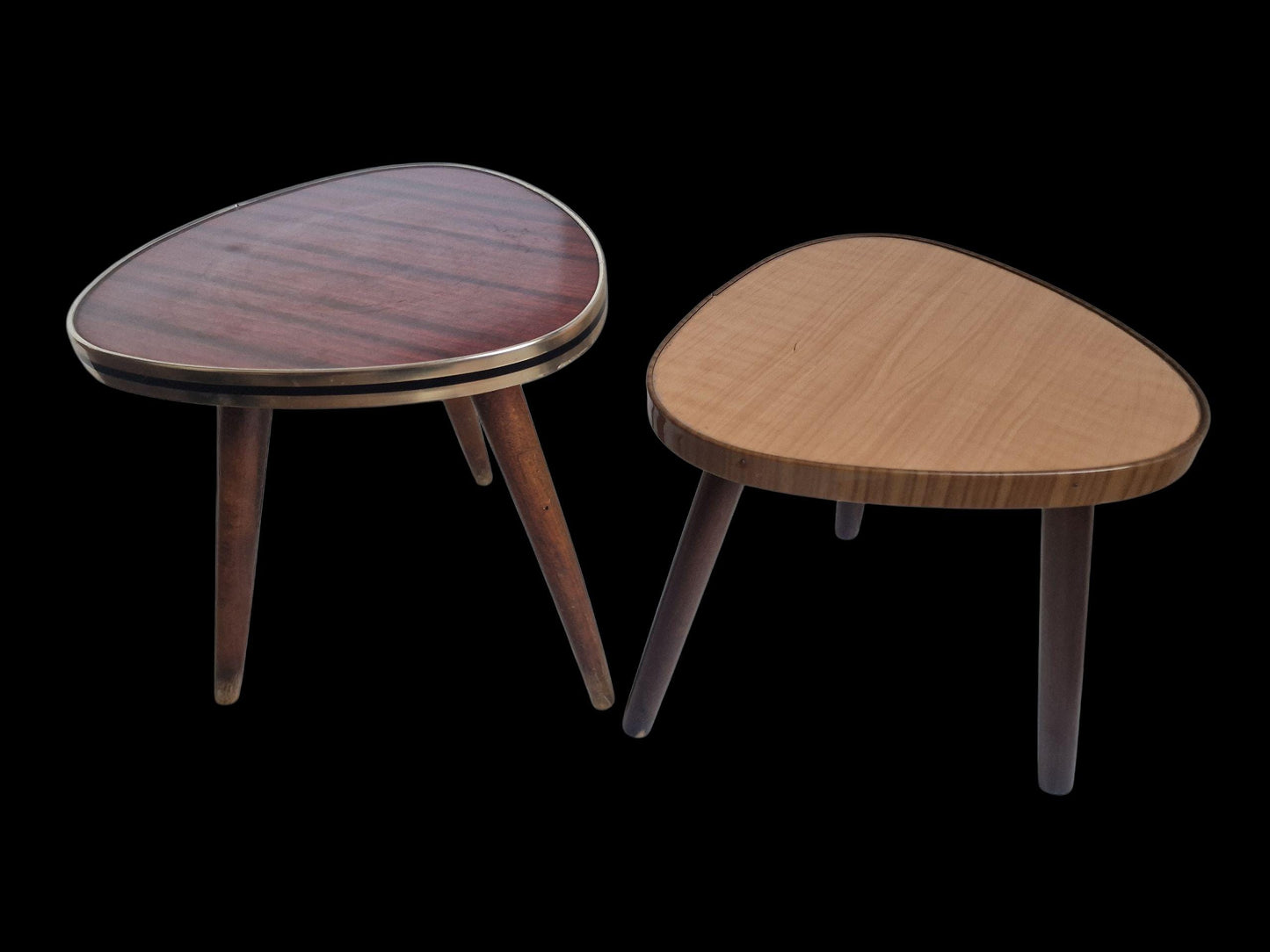 Vintage Set of 3 Pallisander Plant Side Tables, 60s Retro Tripod