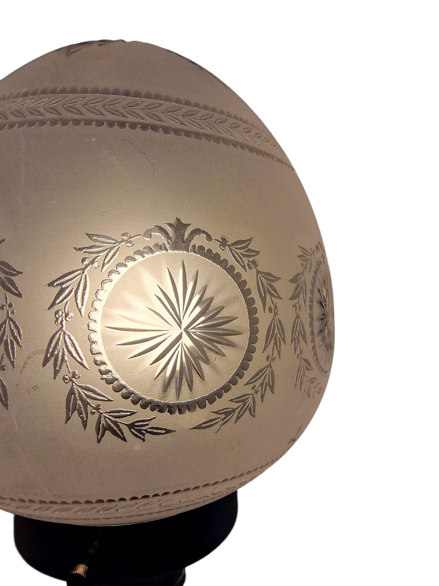 Vintage 1920s Art Deco Table Lamp – Etched Frosted Glass, Nickel-Plated