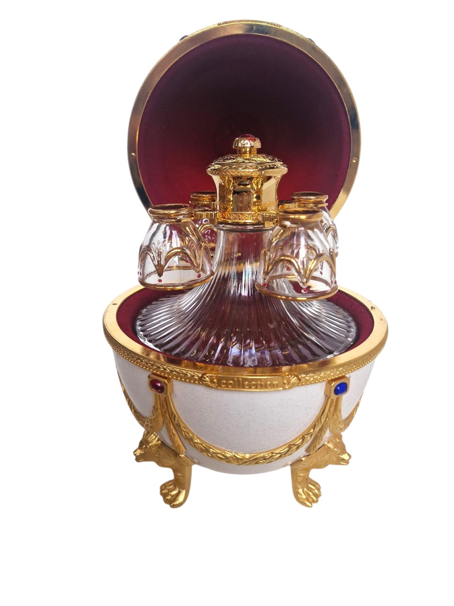 Faberge Egg, Imperial Collection liquer Decanter Set - Gold & Crystal, Limited Edition Fabergé