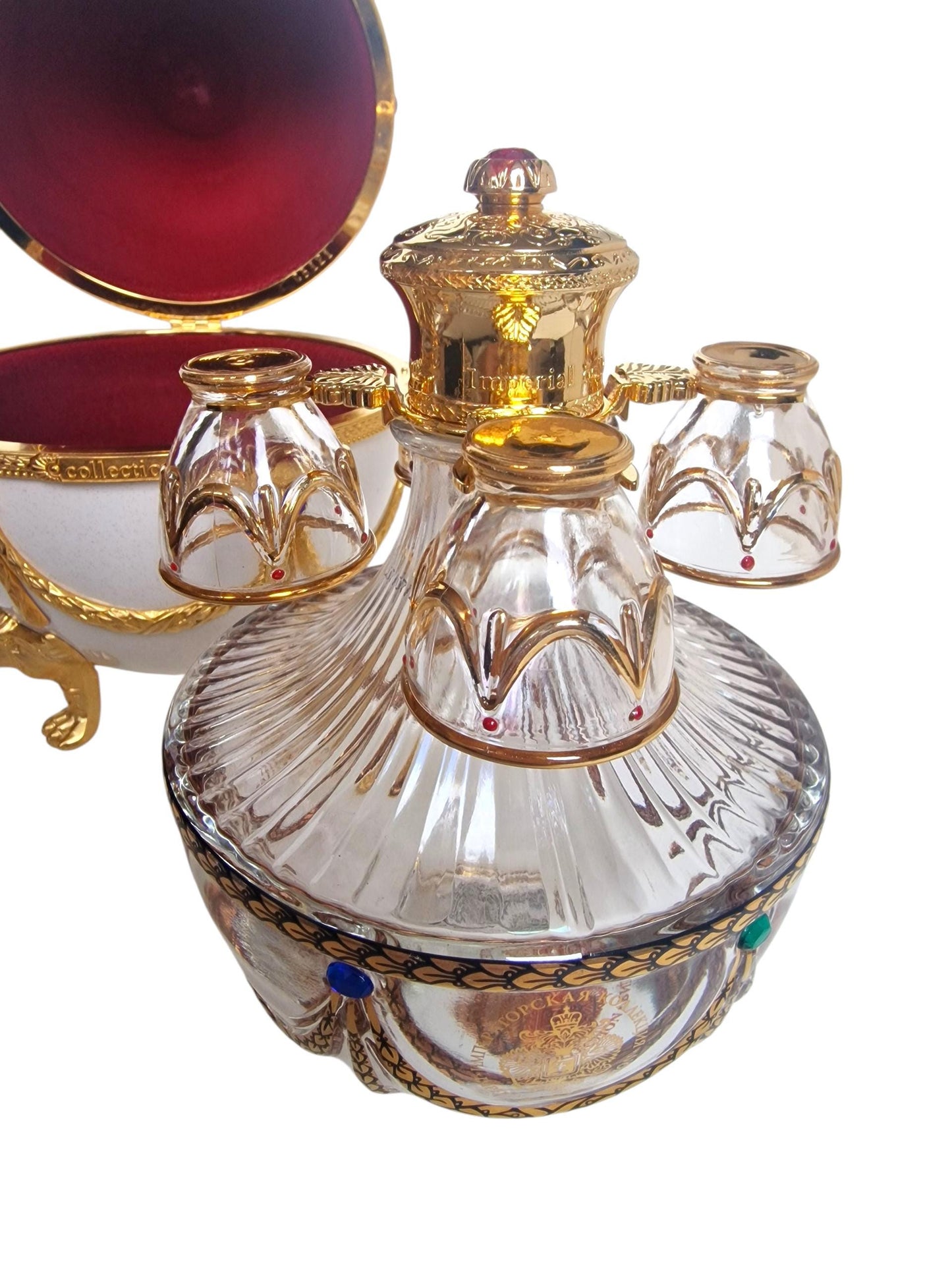 Faberge Egg, Imperial Collection liquer Decanter Set - Gold & Crystal, Limited Edition Fabergé