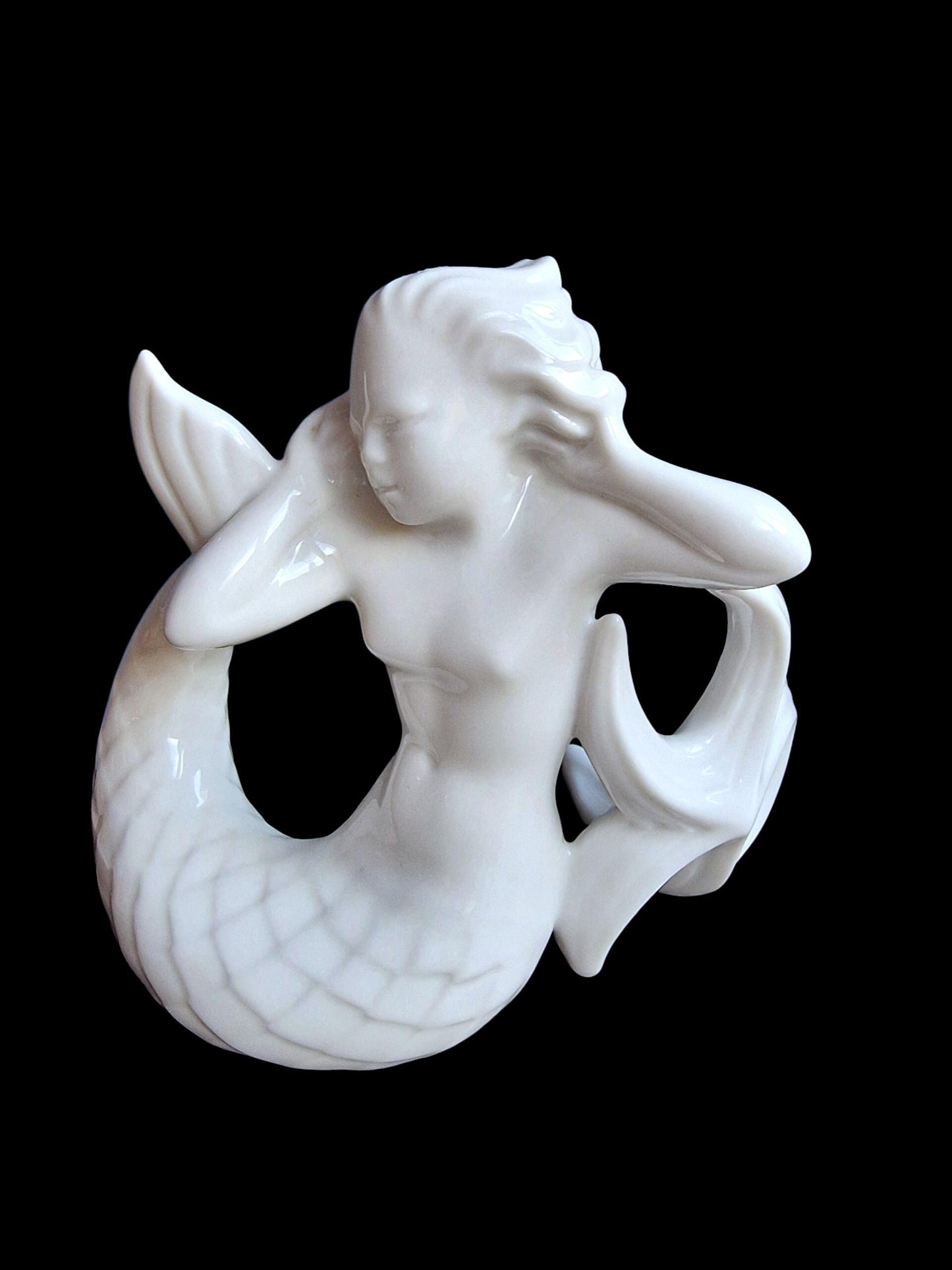sirene, Rörstrand Mermaid – Midcentury Scandinavian Porcelain, Mythical Sea Figure, sweden figurine seacreature lorelei
