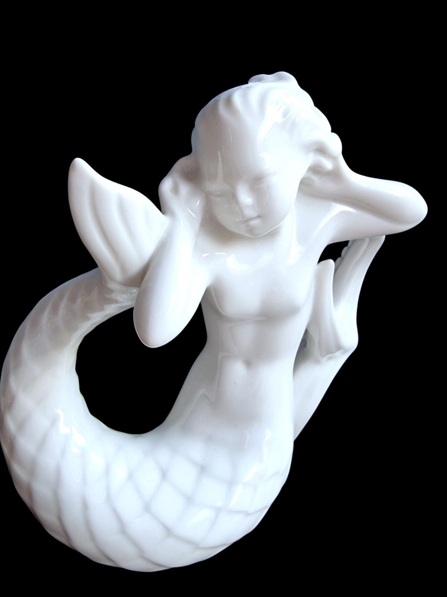 sirene, Rörstrand Mermaid – Midcentury Scandinavian Porcelain, Mythical Sea Figure, sweden figurine seacreature lorelei