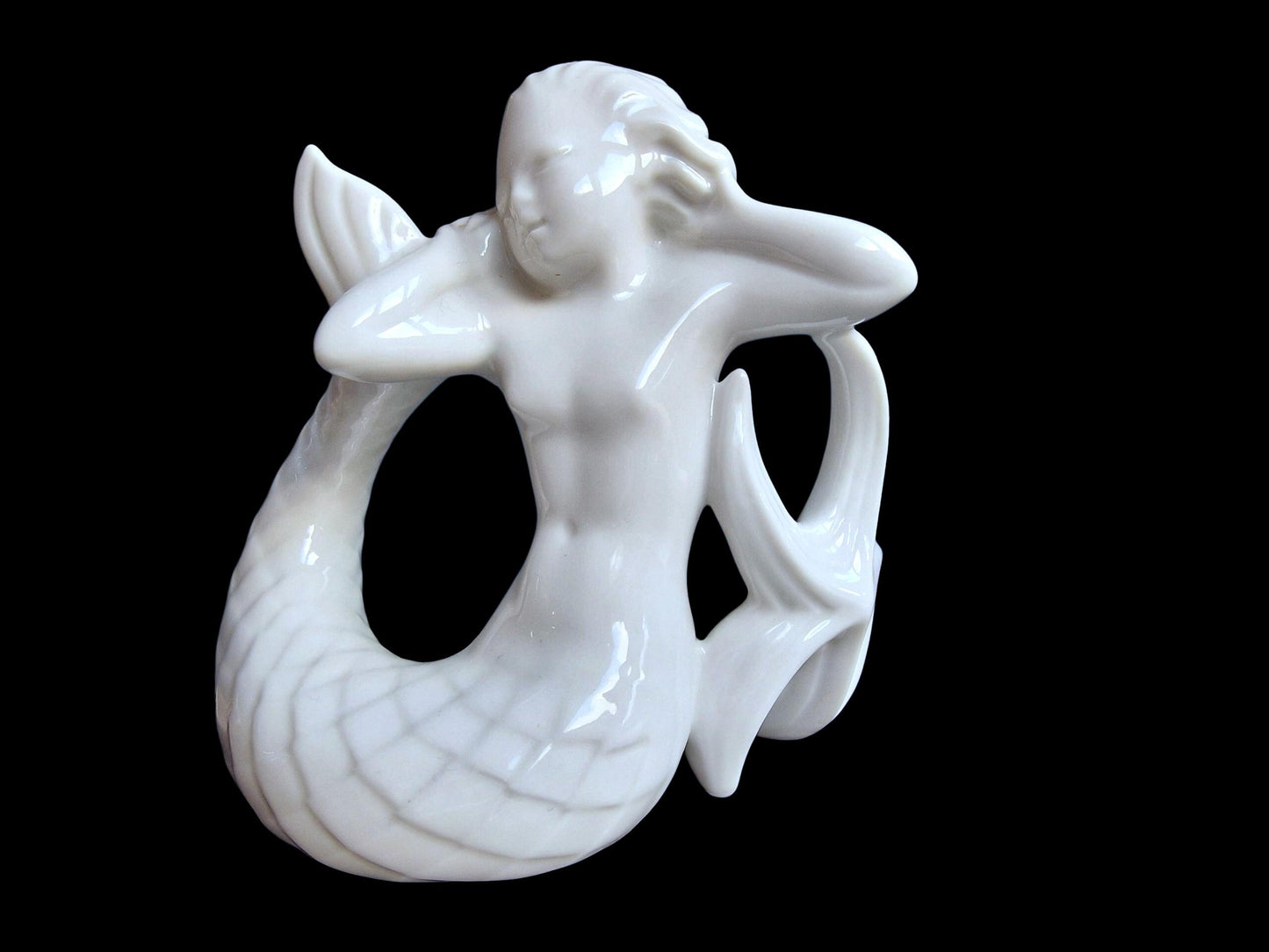 sirene, Rörstrand Mermaid – Midcentury Scandinavian Porcelain, Mythical Sea Figure, sweden figurine seacreature lorelei