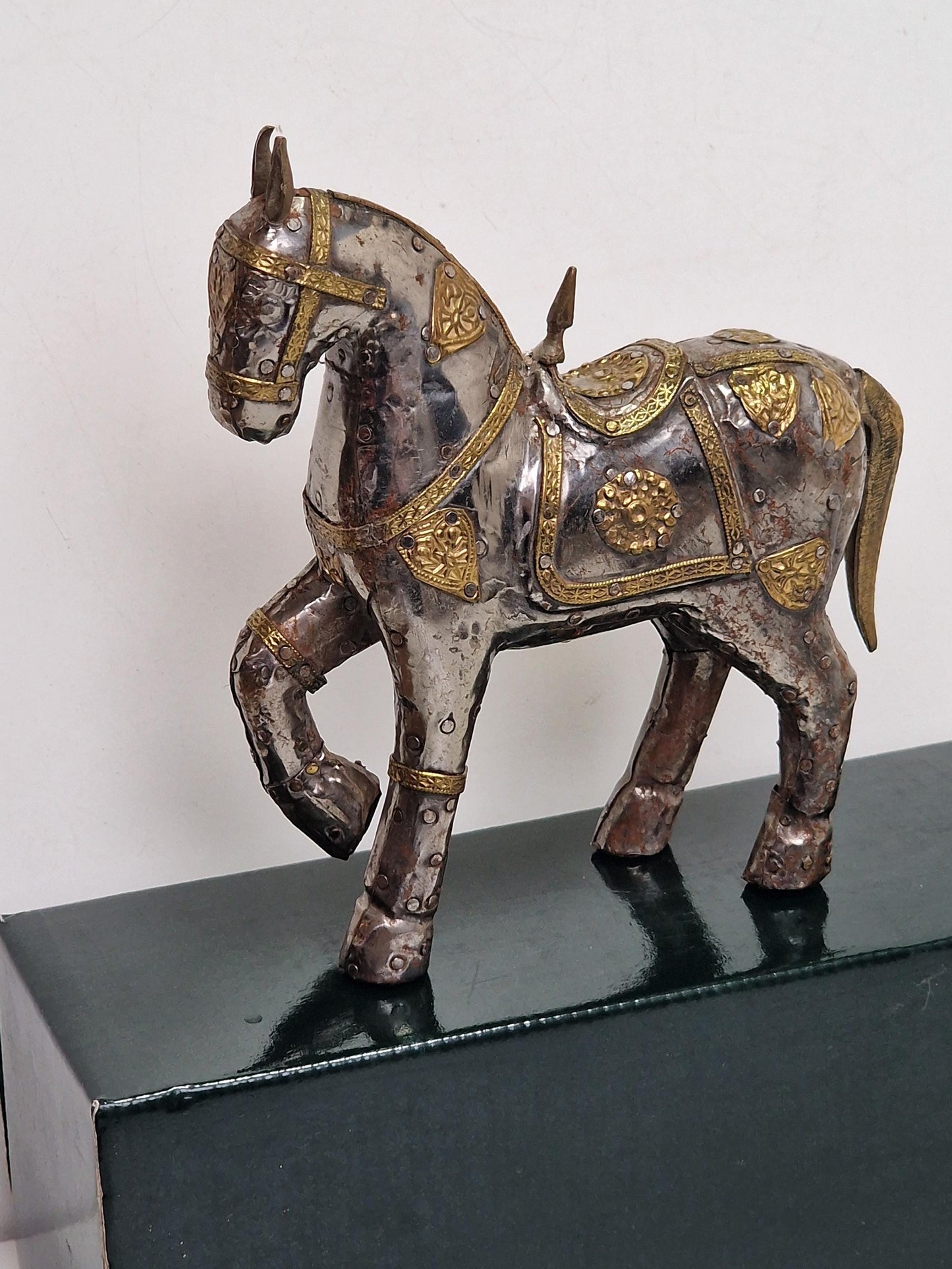 Decorative Brass and Silvered Metal Horse – India, ca. 1950–1970 rajasthan jaipur