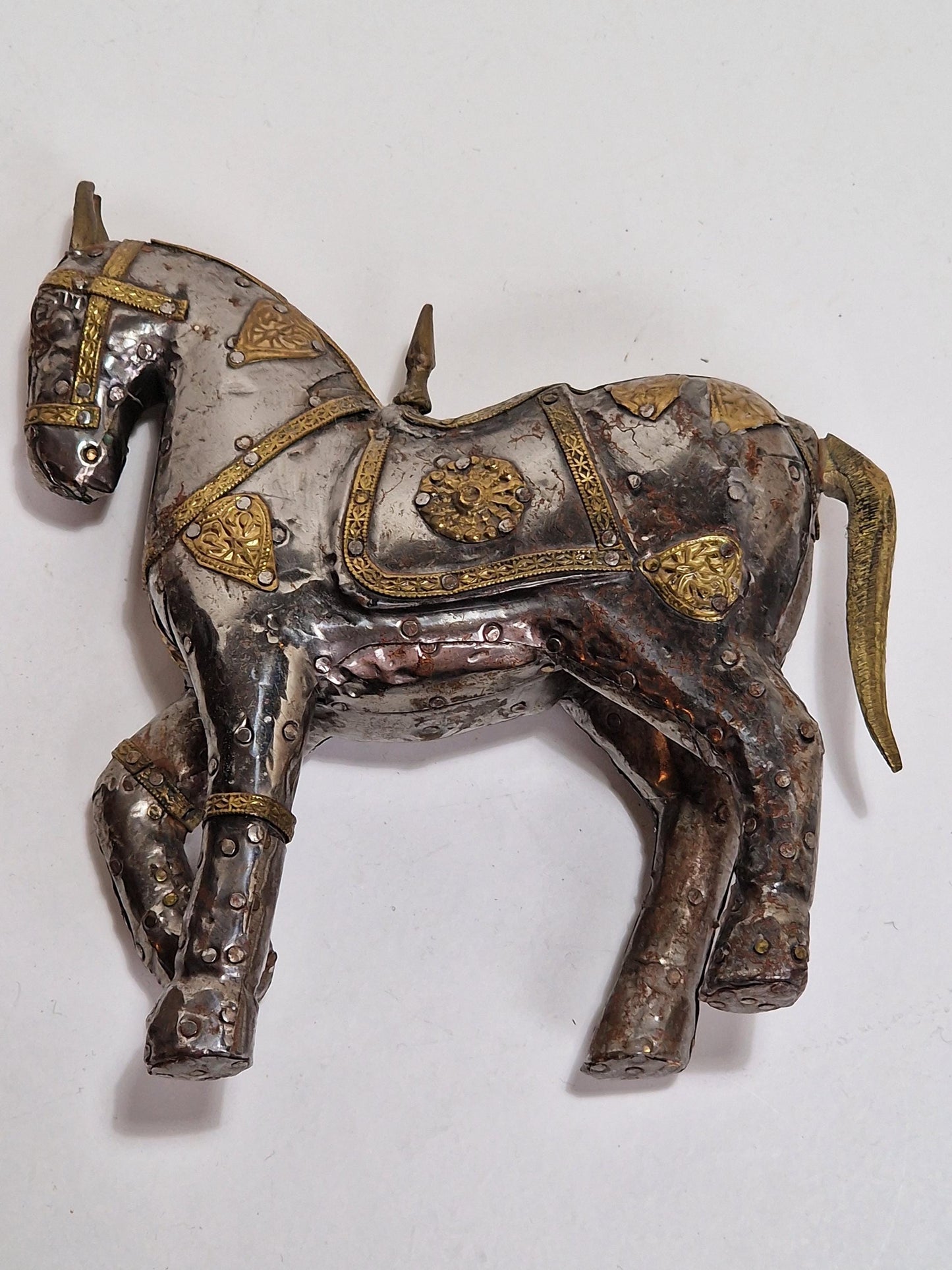 Decorative Brass and Silvered Metal Horse – India, ca. 1950–1970 rajasthan jaipur