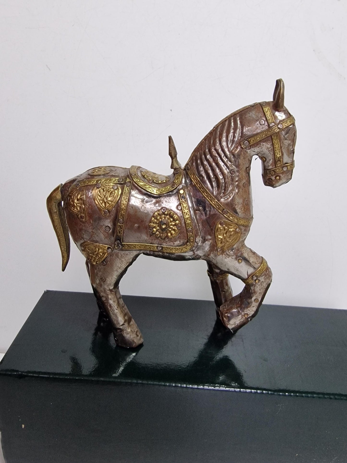Decorative Brass and Silvered Metal Horse – India, ca. 1950–1970 rajasthan jaipur
