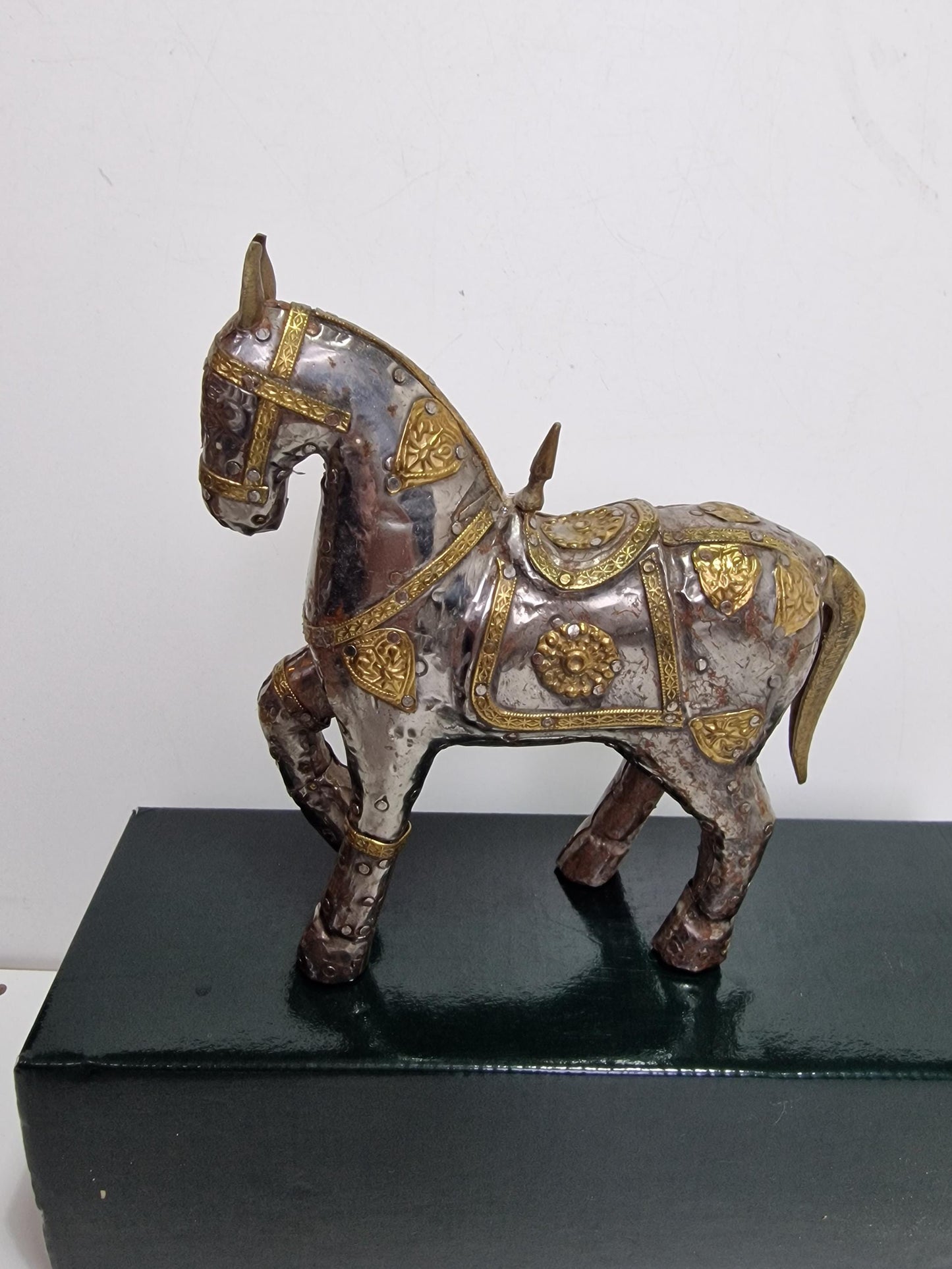 Decorative Brass and Silvered Metal Horse – India, ca. 1950–1970 rajasthan jaipur