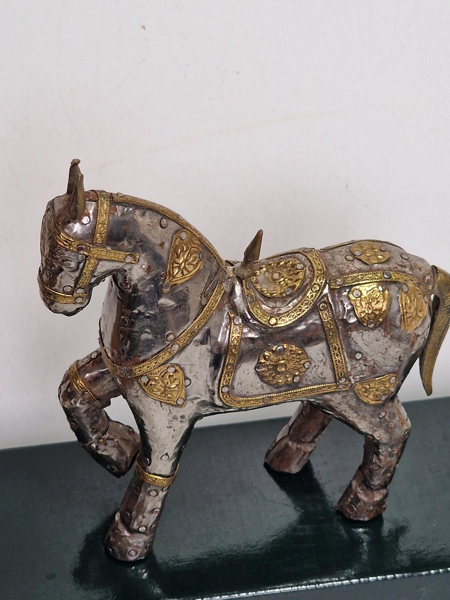Decorative Brass and Silvered Metal Horse – India, ca. 1950–1970 rajasthan jaipur