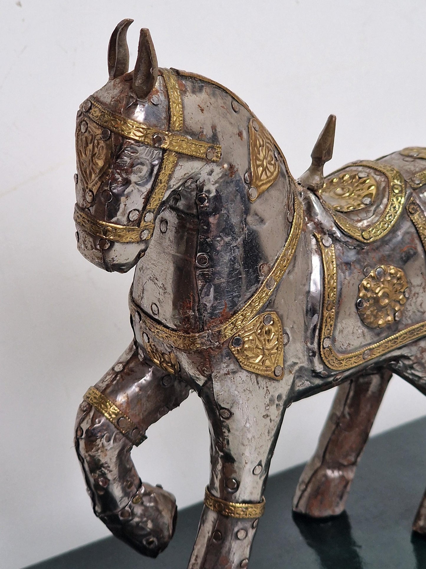 Decorative Brass and Silvered Metal Horse – India, ca. 1950–1970 rajasthan jaipur