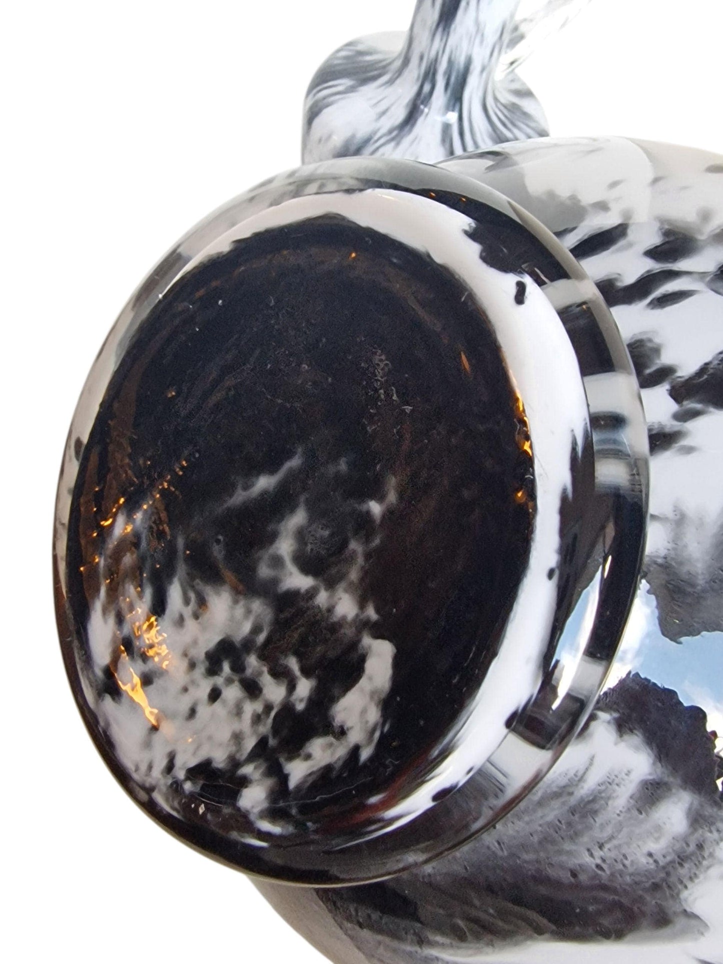 Vintage Josefinenhütte Art Glass Pitchers: Black & White Handblown Vases