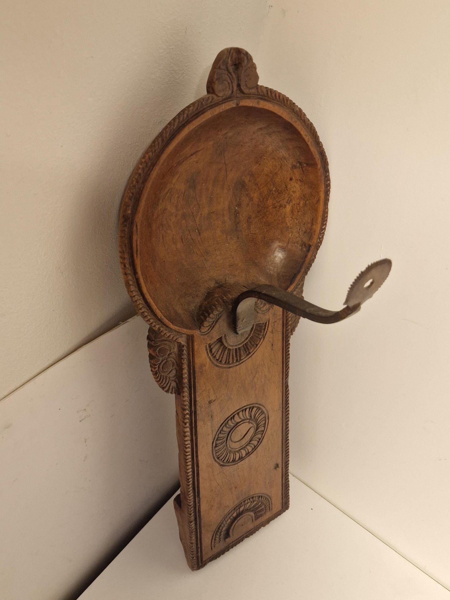 Antique Indonesian Coconut Scraper, Hand-Carved Tribal Kitchen Tool