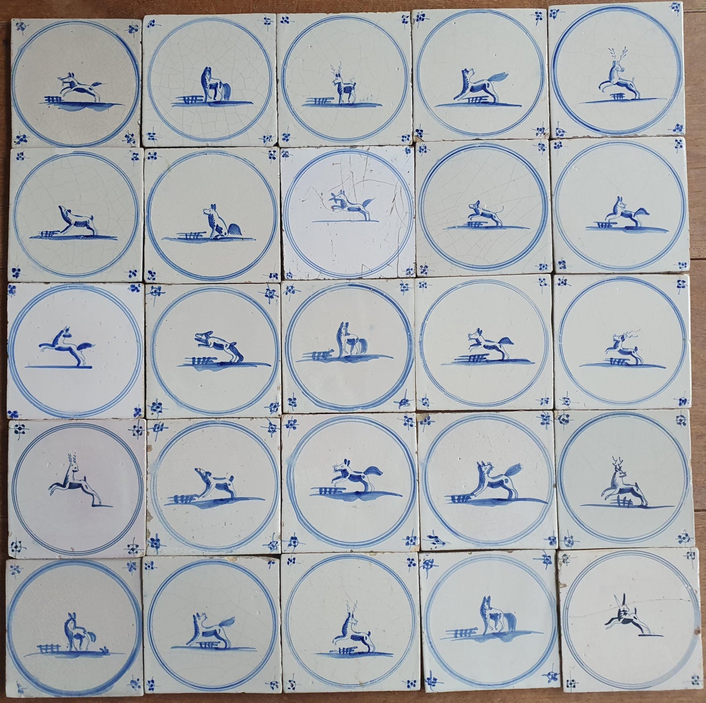 25 Antique Delft Tiles: 18th Century Dutch Animal Tiles circle springer