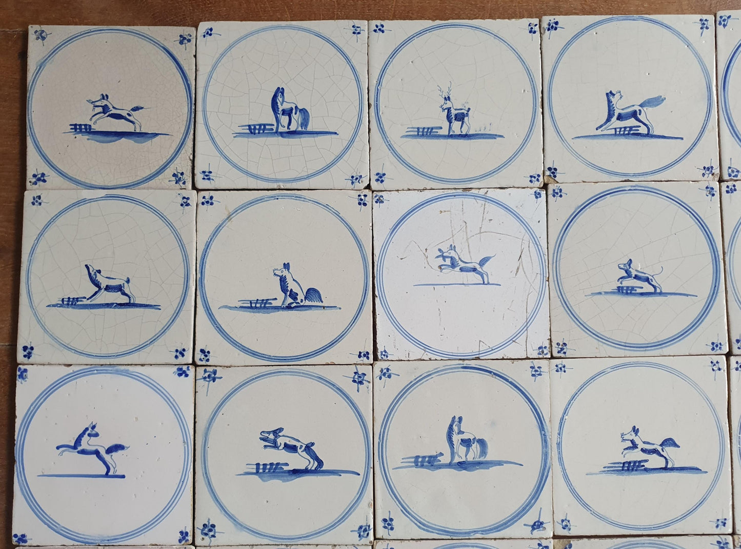 25 Antique Delft Tiles: 18th Century Dutch Animal Tiles circle springer