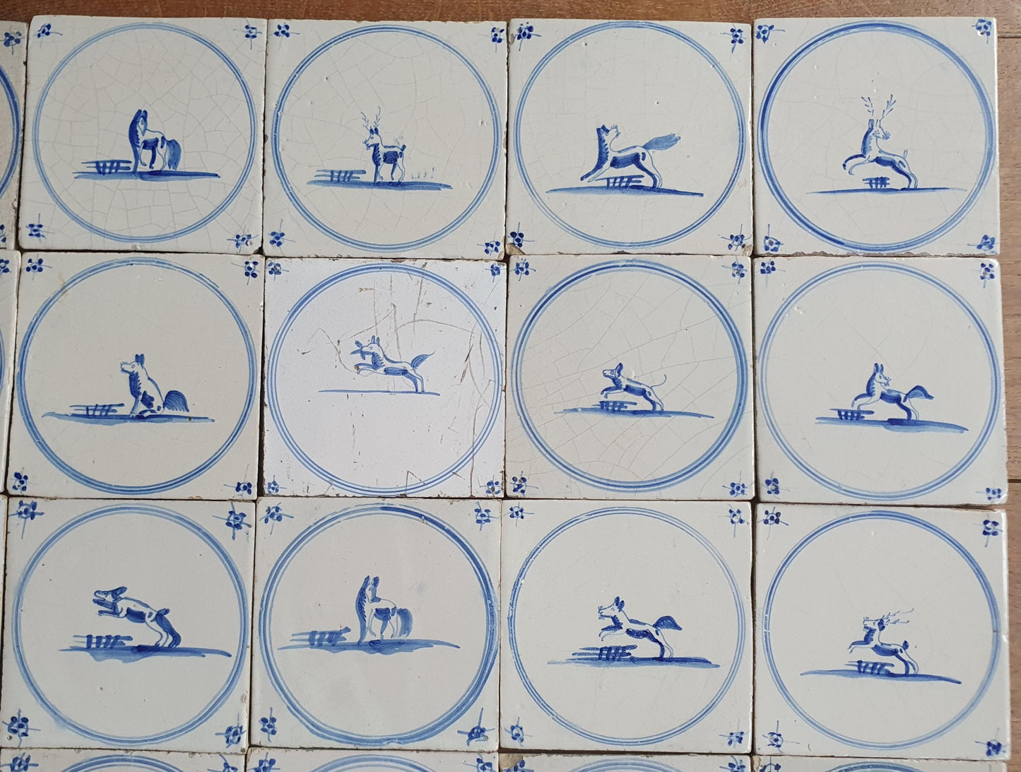 25 Antique Delft Tiles: 18th Century Dutch Animal Tiles circle springer