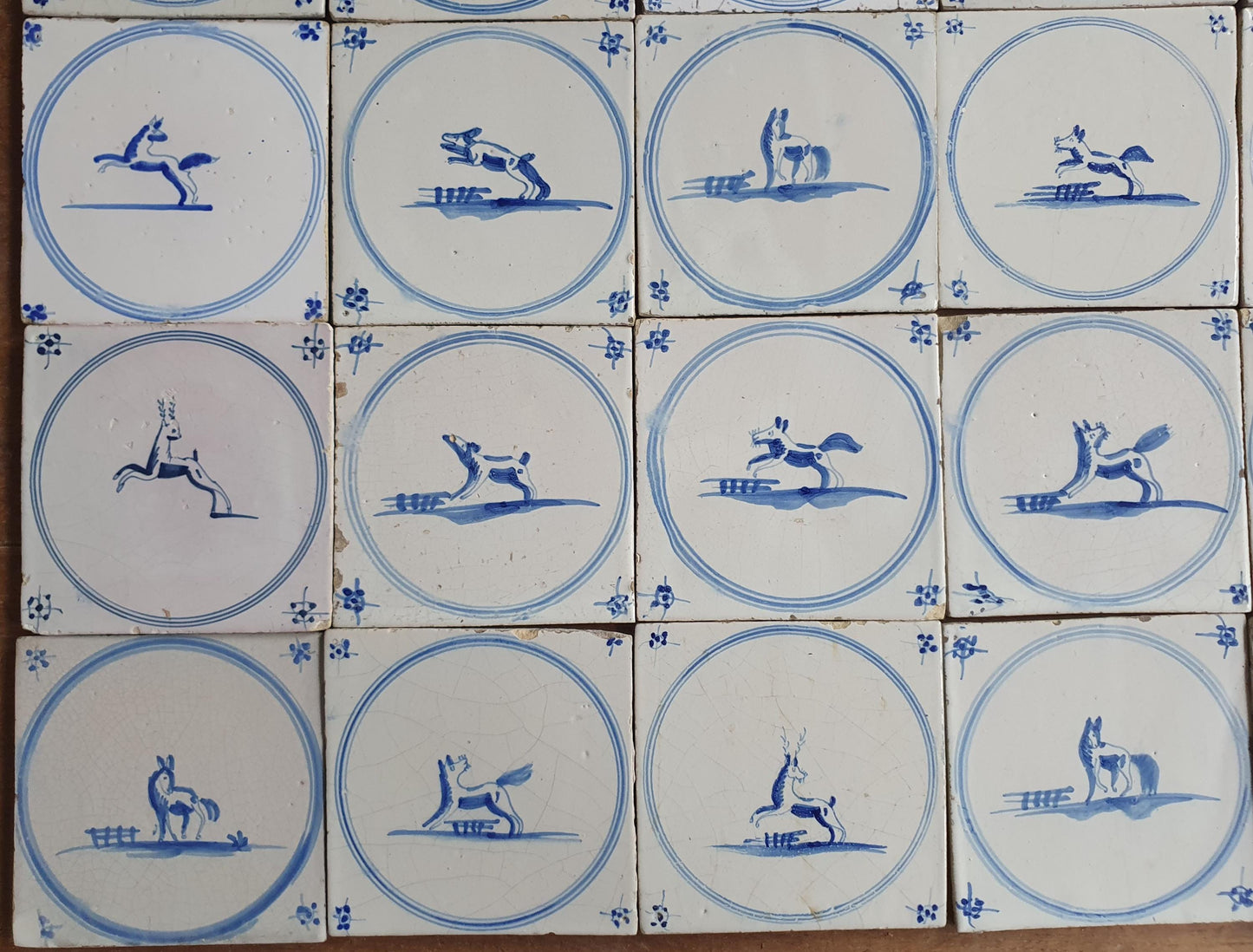 25 Antique Delft Tiles: 18th Century Dutch Animal Tiles circle springer