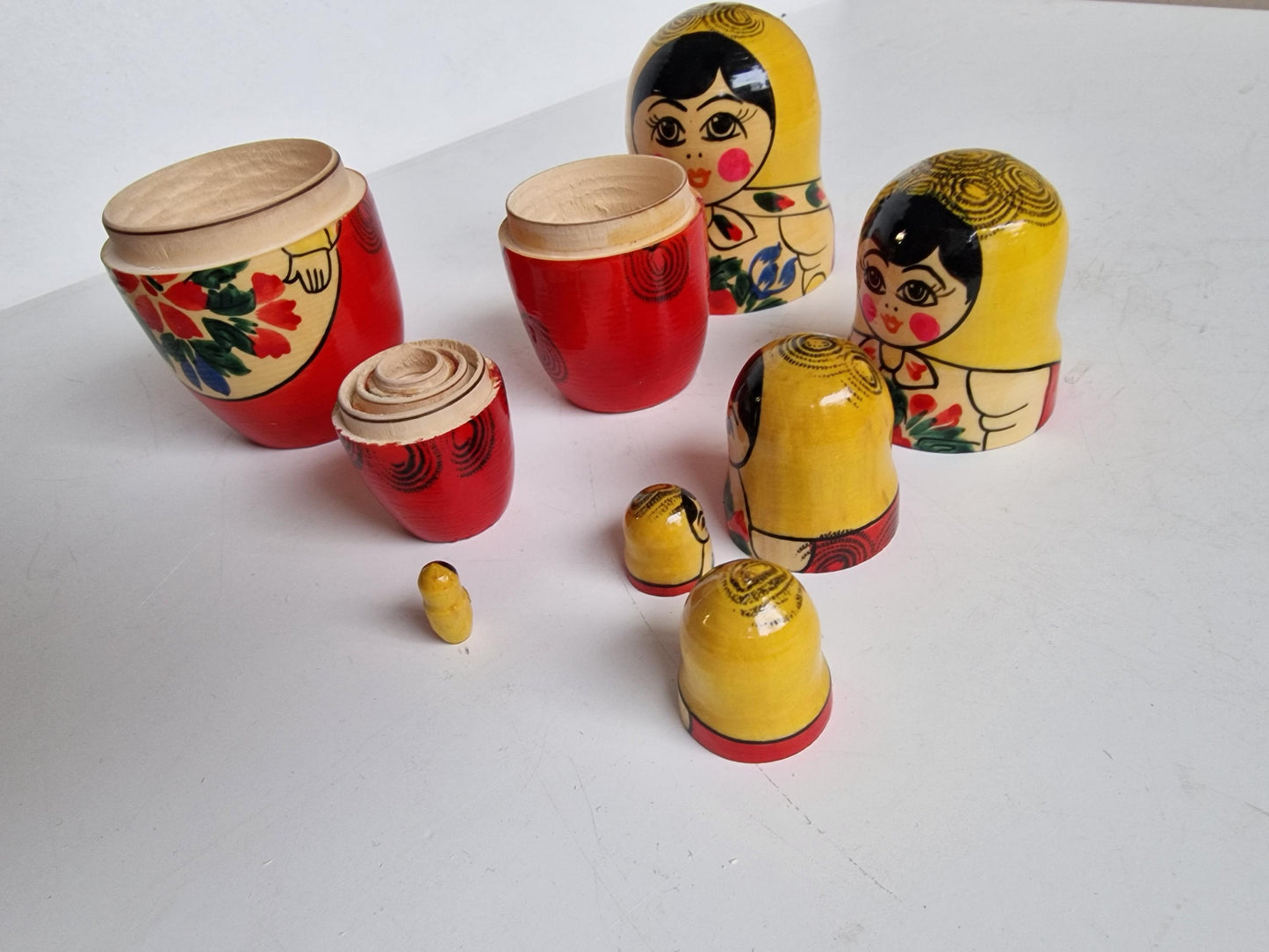 Handpainted Wooden Matryoshka Dolls, Babushka Set of 2
