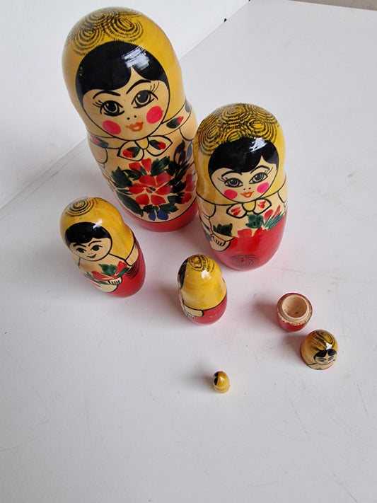 Handpainted Wooden Matryoshka Dolls, Babushka Set of 2