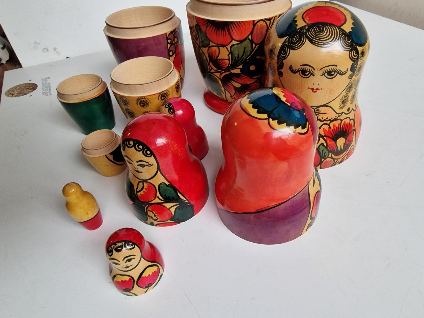 Handpainted Wooden Matryoshka Dolls, Babushka Set of 2