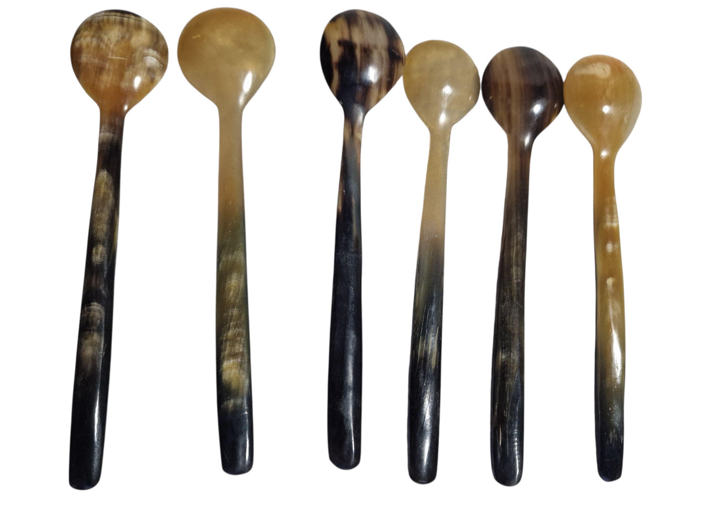 Handcrafted Zebu Horn Spoons, Madagascar, Organic Baby or caviar Spoons, Set of 6, kaviaar