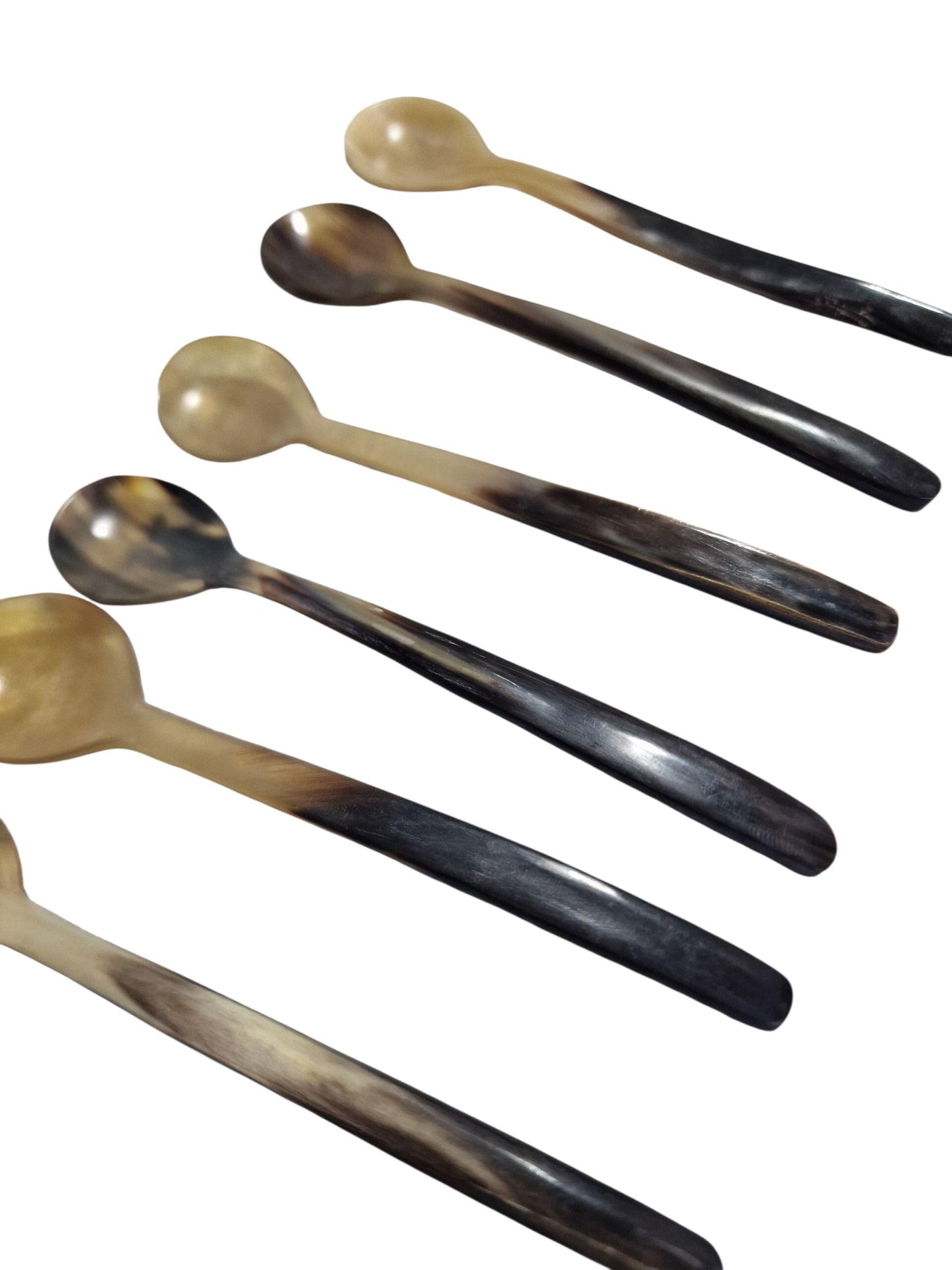 Handcrafted Zebu Horn Spoons, Madagascar, Organic Baby or caviar Spoons, Set of 6, kaviaar