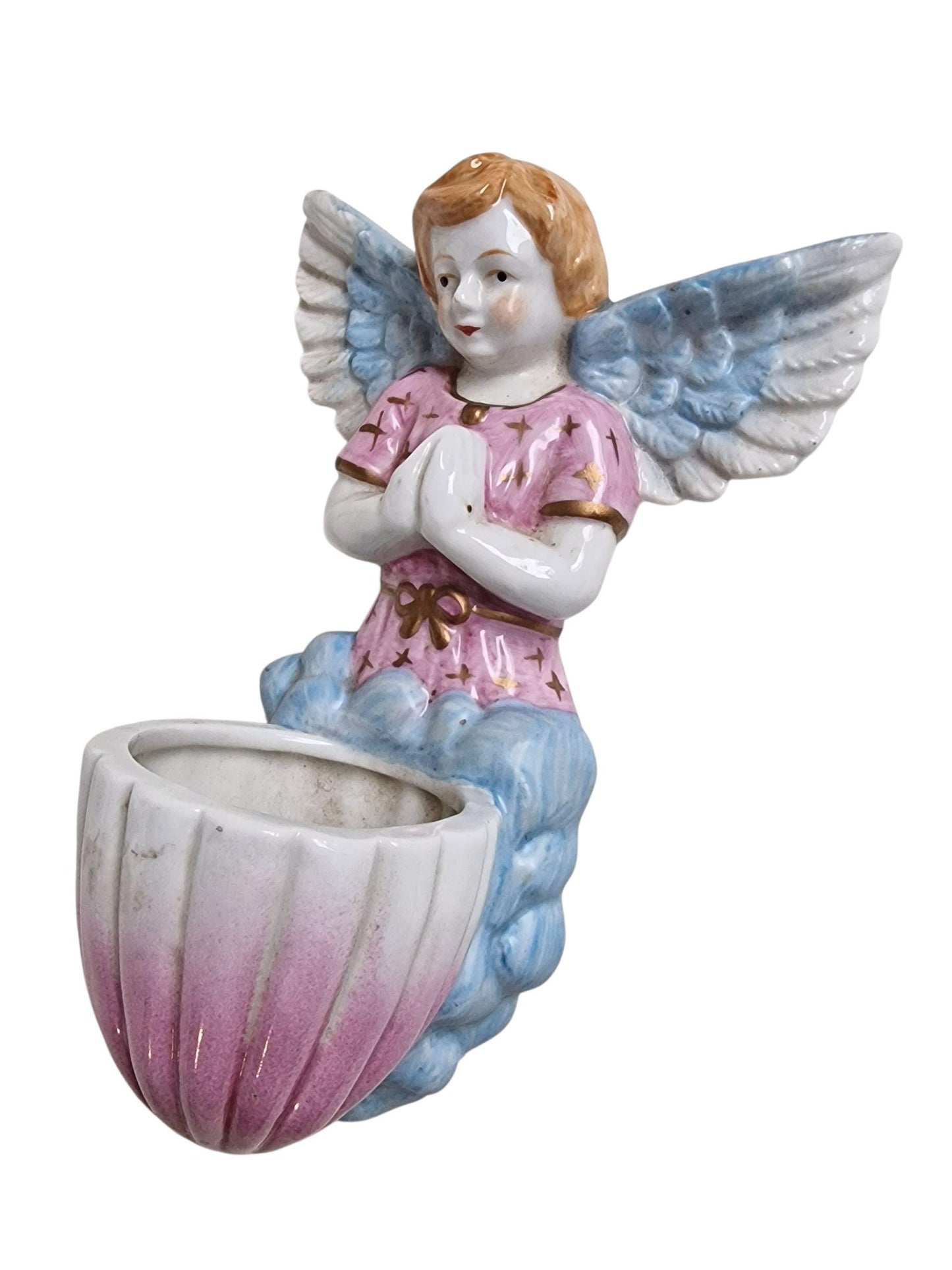 Antique German Porcelain Angel Holy Water Font – Jugendstil Decor