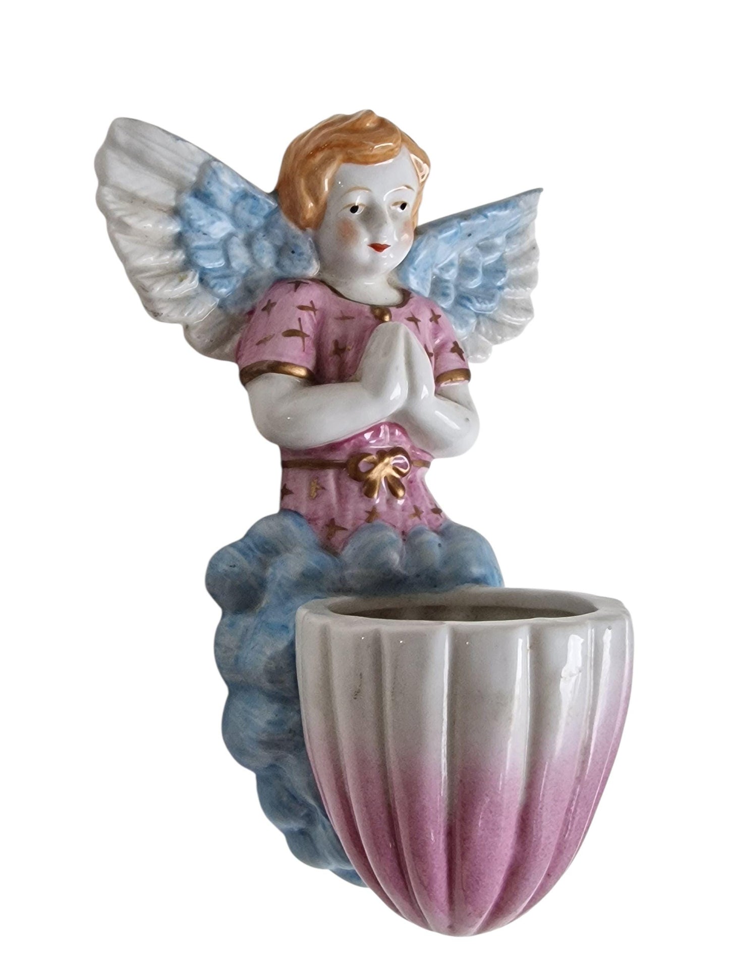 Antique German Porcelain Angel Holy Water Font – Jugendstil Decor