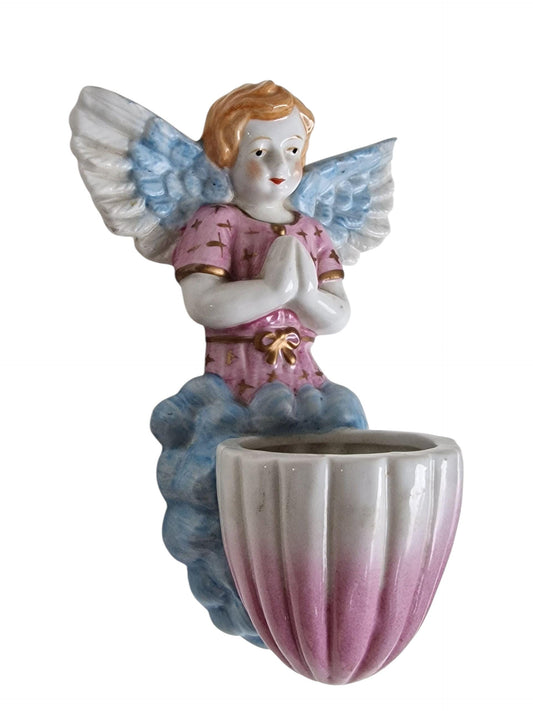 Antique German Porcelain Angel Holy Water Font – Jugendstil Decor