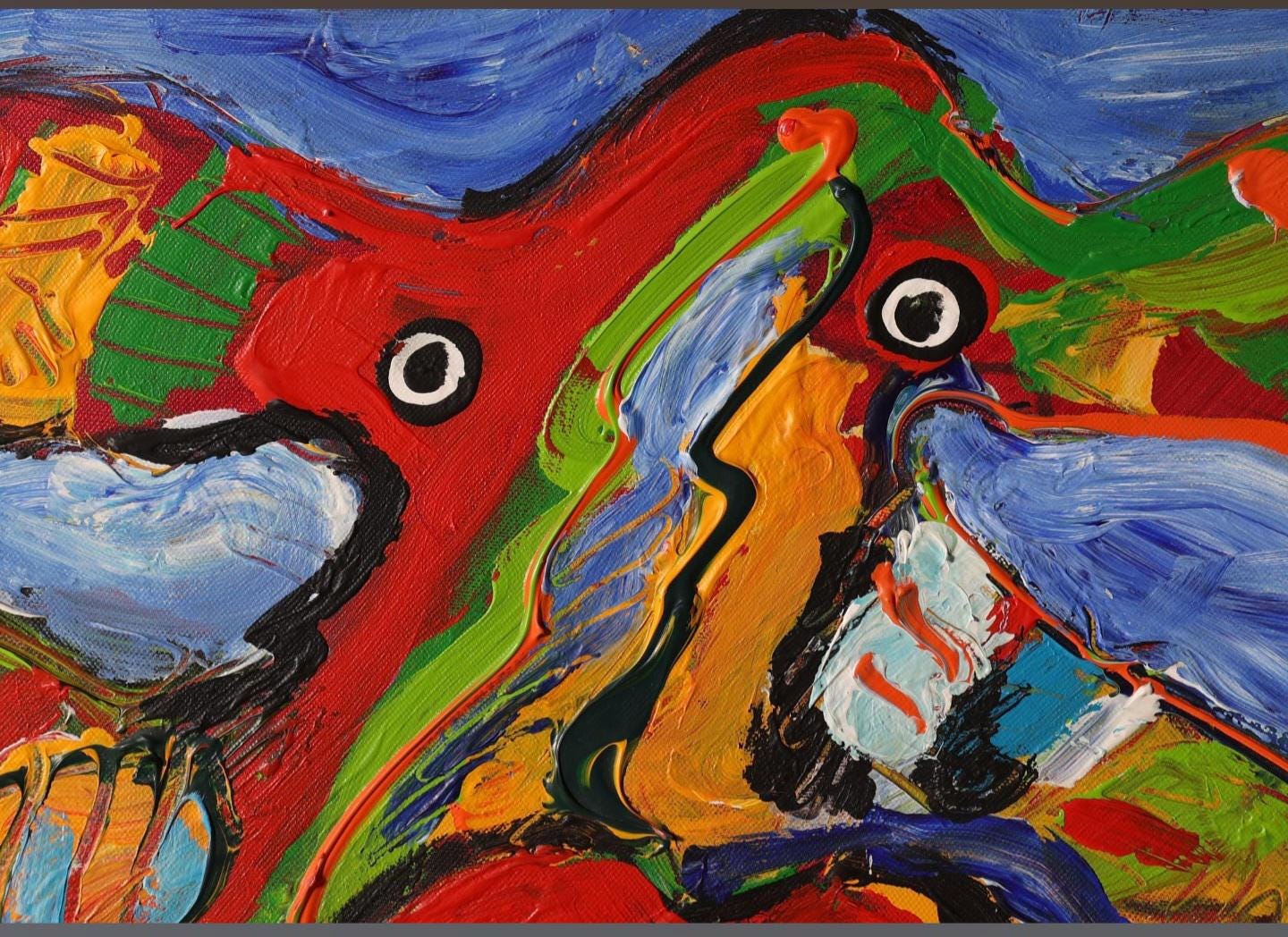 Peter Diem Abstract Acrylic Painting on Canvas, Dutch Artist (50.5 x 60 cm)