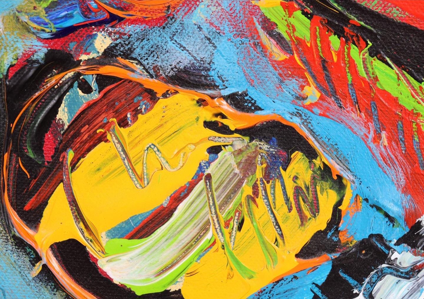 Peter Diem Abstract Acrylic Painting on Canvas, Dutch Artist (50.5 x 60 cm)