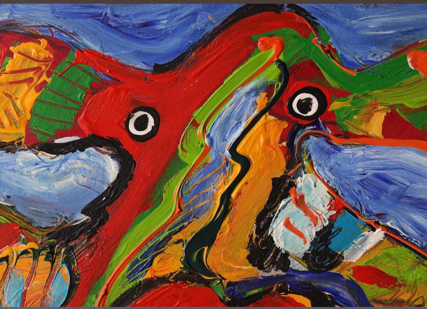 Peter Diem Abstract Acrylic Painting on Canvas, Dutch Artist (50.5 x 60 cm)