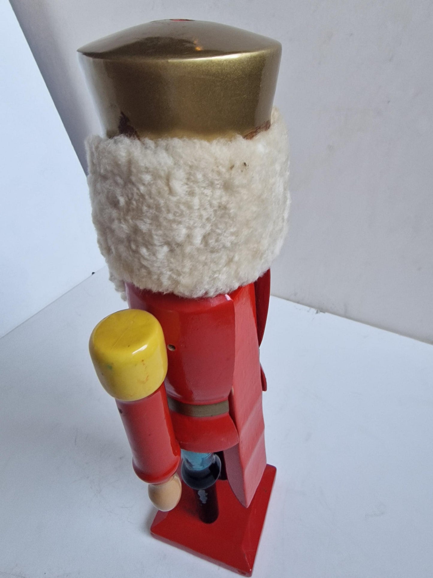Antique Erzgebirge Wood Nutcracker, Hand-Painted Christmas Decor (34cm, 1920s)