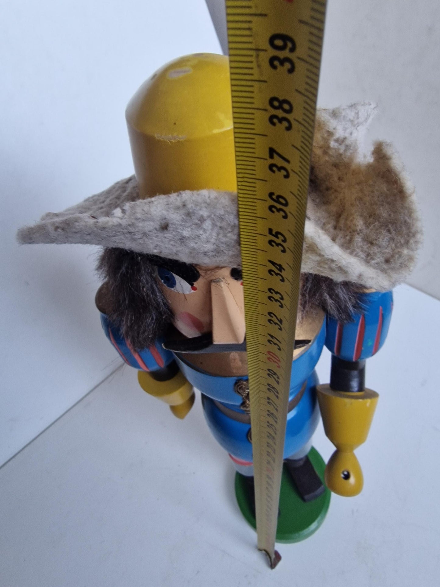 Antique Erzgebirge Wood puppet,  Hand-Painted Christmas Decor (38cm, 1920s)