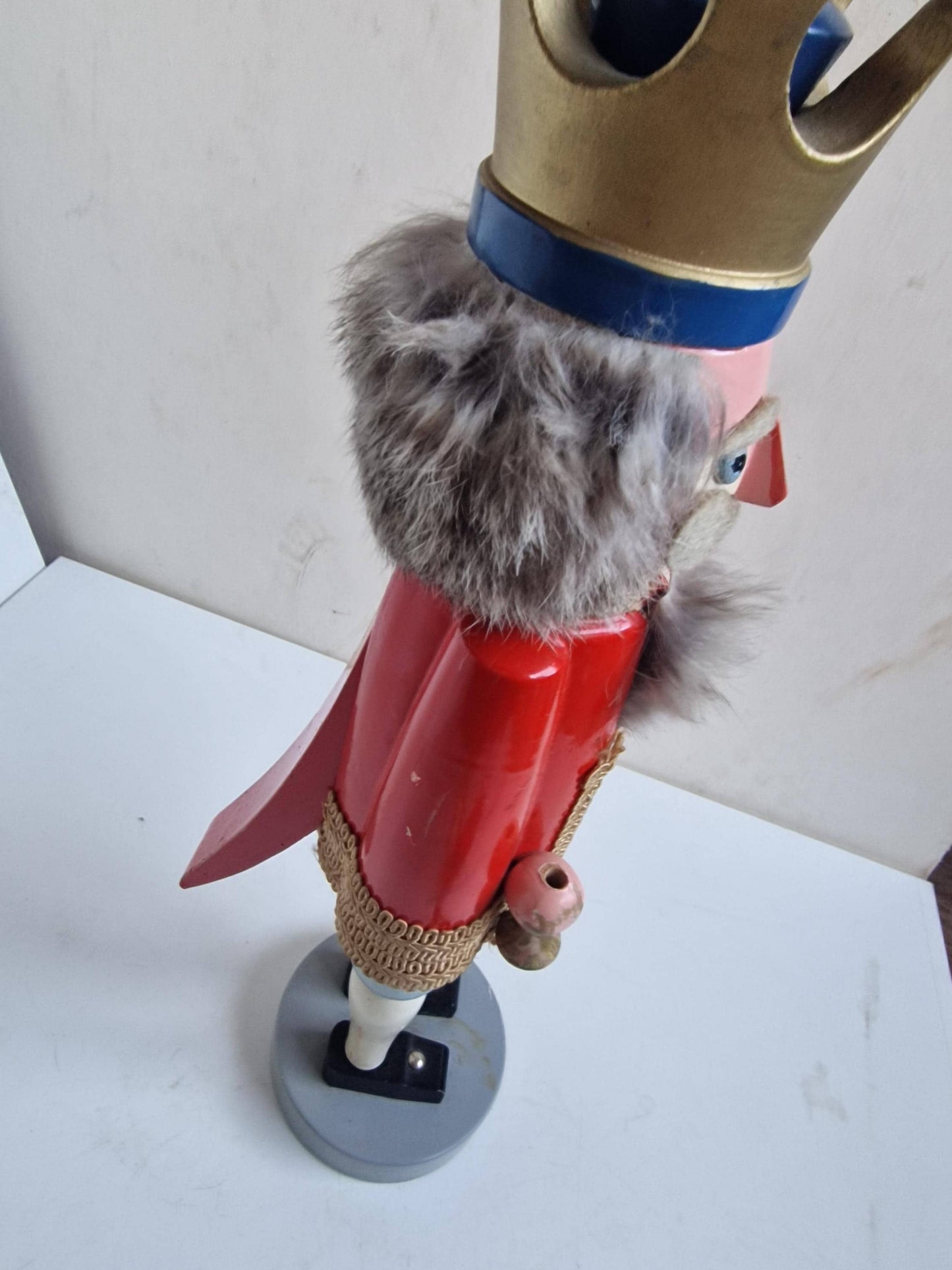 Antique large Erzgebirge Wood Nutcracker king, Hand-Painted Christmas Decor (41 cm, 1920s)