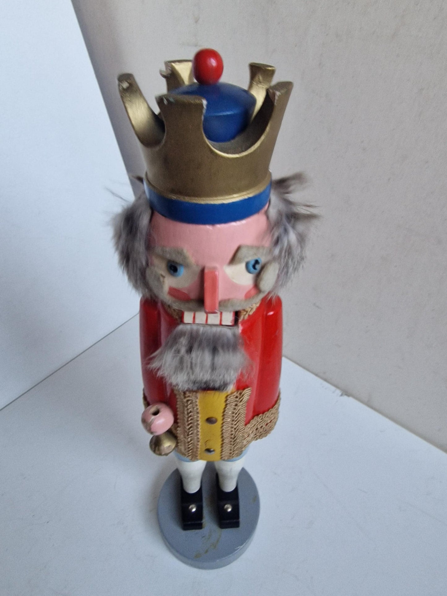 Antique large Erzgebirge Wood Nutcracker king, Hand-Painted Christmas Decor (41 cm, 1920s)