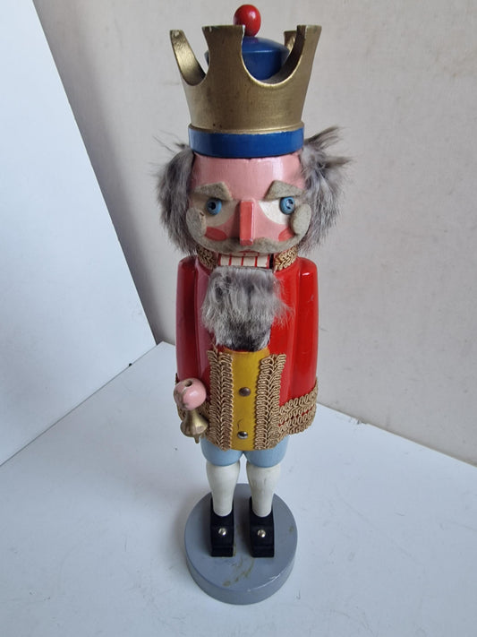 Antique large Erzgebirge Wood Nutcracker king, Hand-Painted Christmas Decor (41 cm, 1920s)