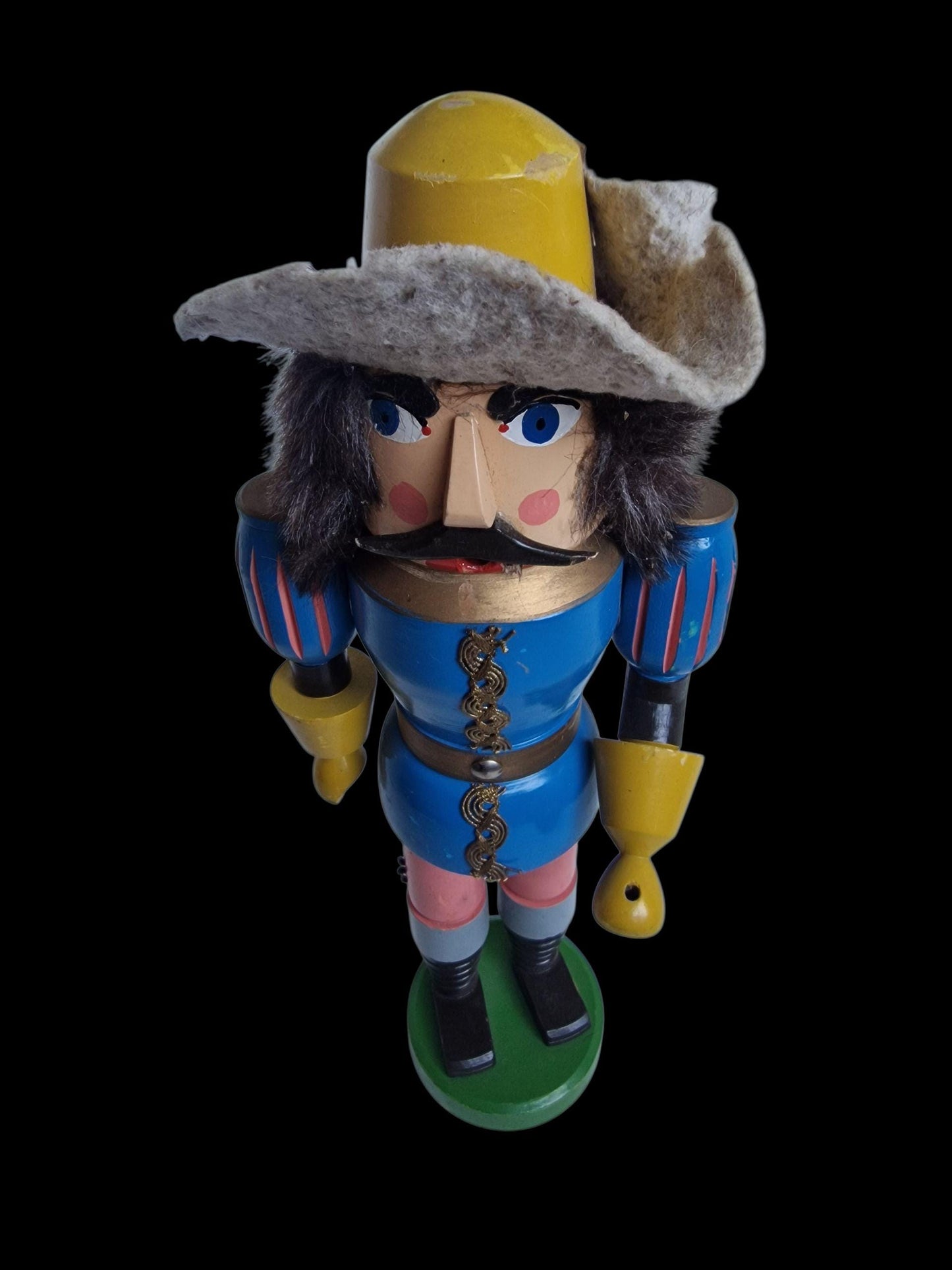 Antique Erzgebirge Wood puppet,  Hand-Painted Christmas Decor (38cm, 1920s)